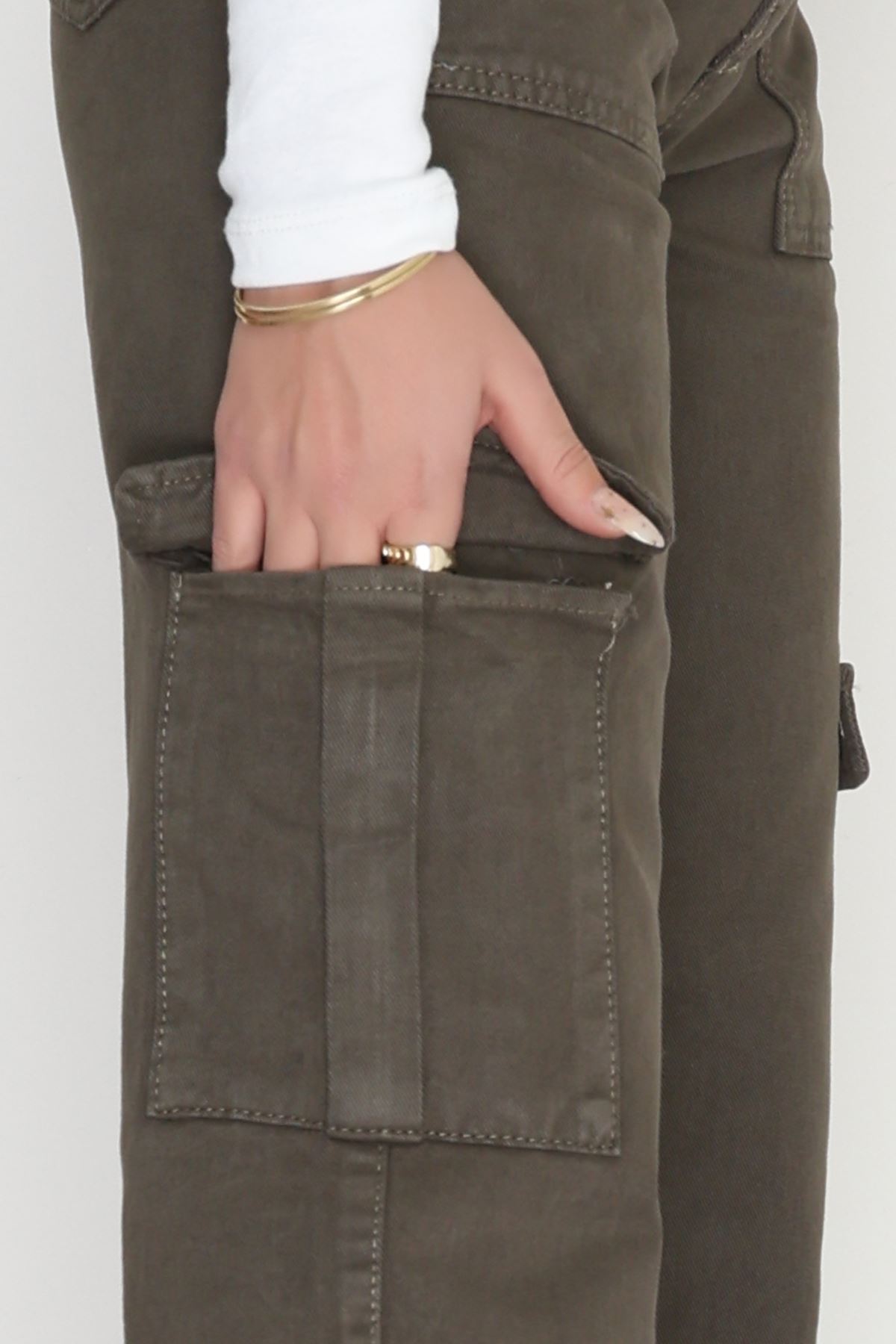 Kargo Cep Palazzo Kot Pantolon Haki - 42681.1836.