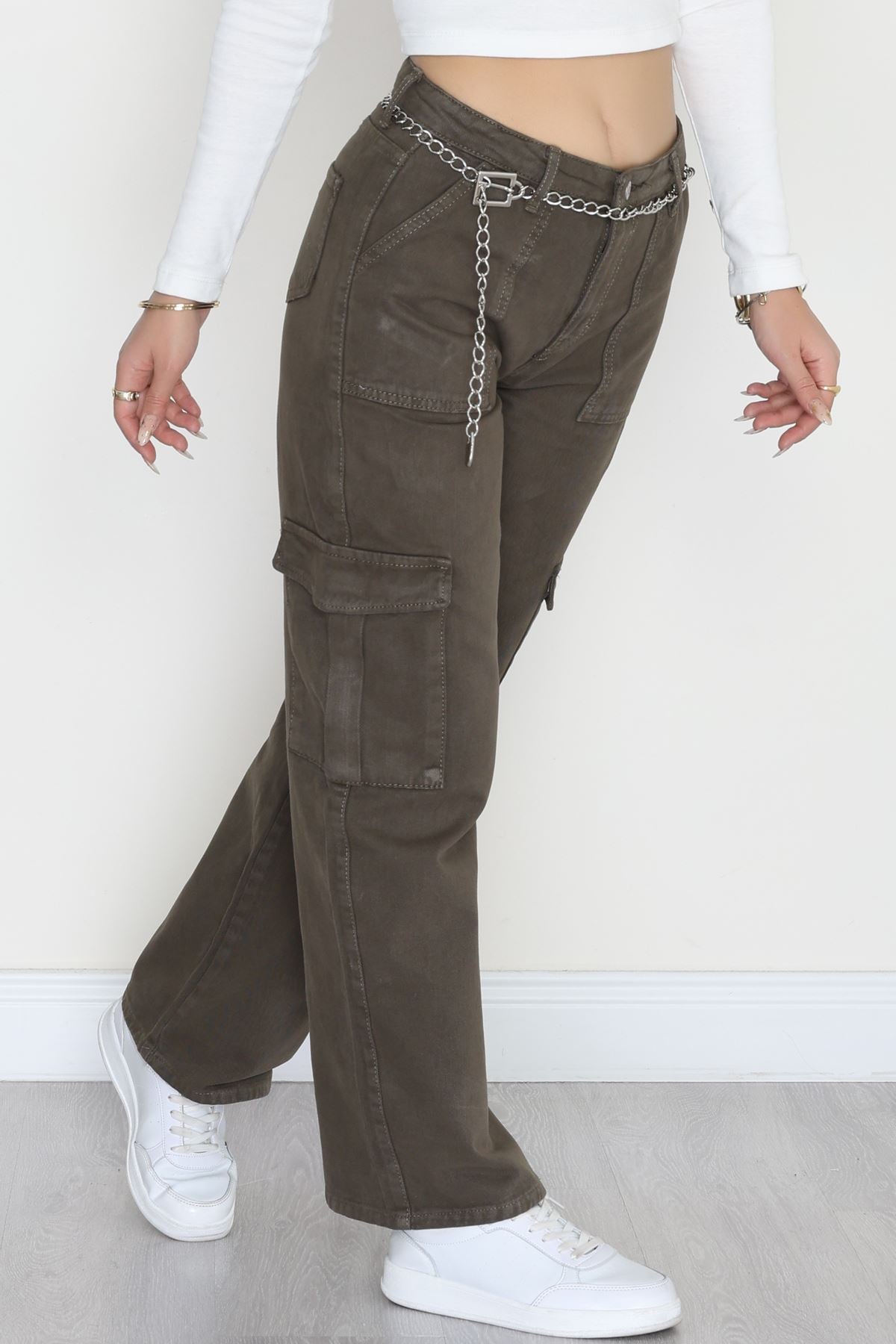 Kargo Cep Palazzo Kot Pantolon Haki - 42681.1836.