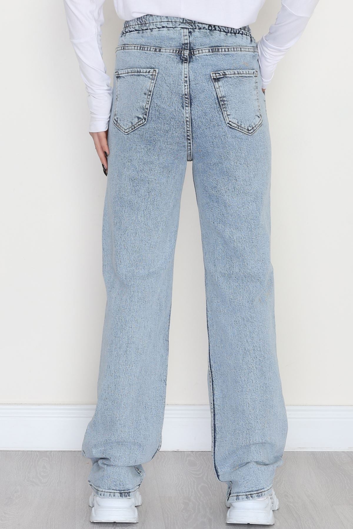 Beli Lastikli Palazzo Kot Pantolon Açıkmavi - 31640.2088.