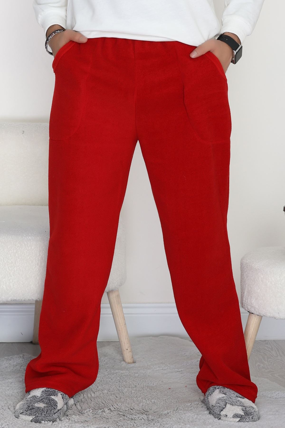 Cepli Polar Erkek Pijama Altı Kırmızı - 42736.1049.