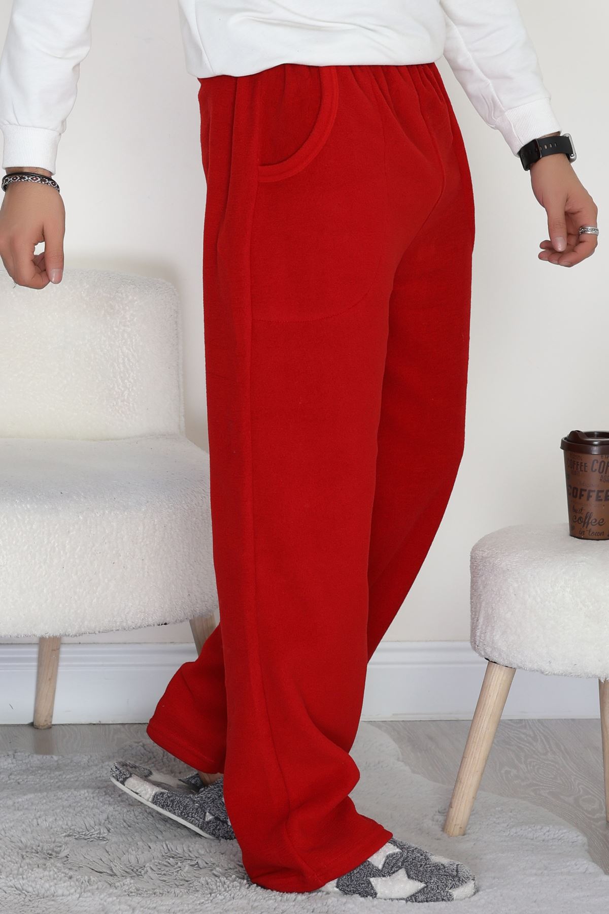 Cepli Polar Erkek Pijama Altı Kırmızı - 42736.1049.