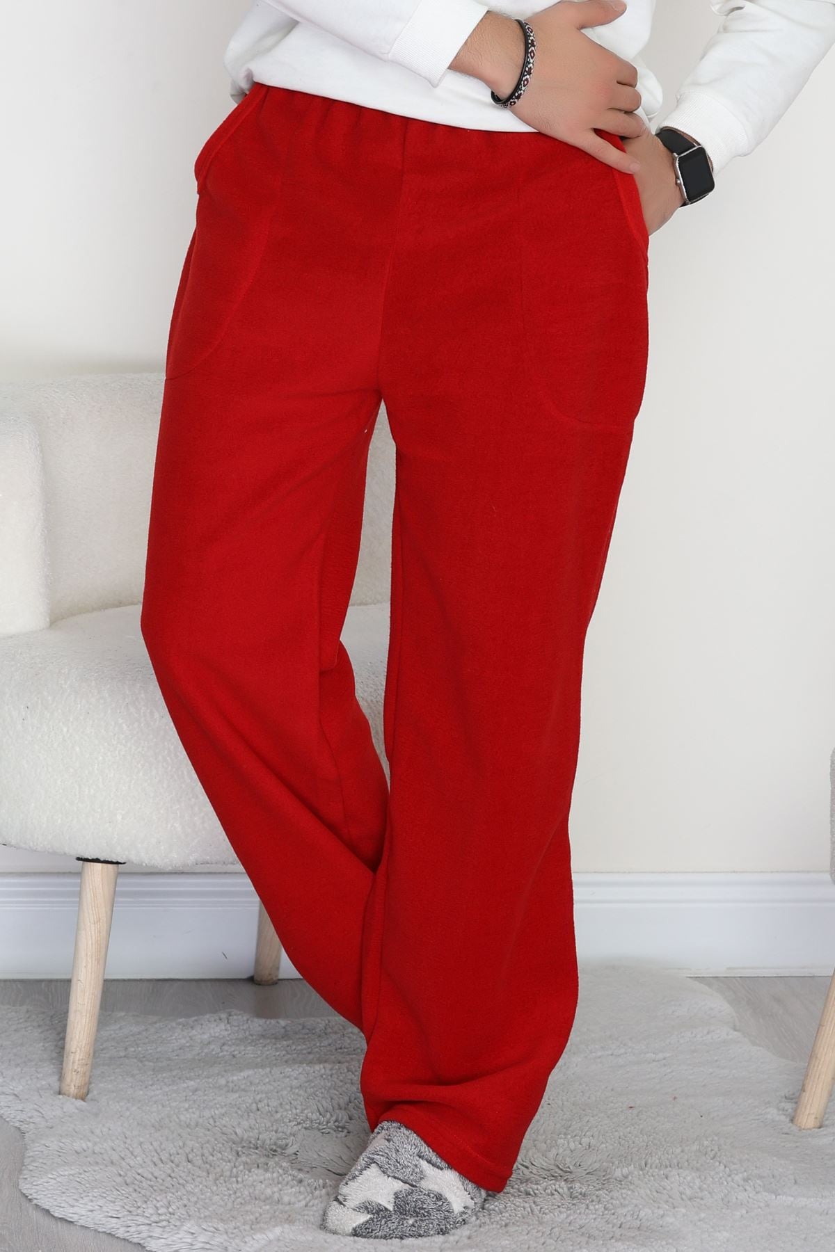 Cepli Polar Erkek Pijama Altı Kırmızı - 42736.1049.