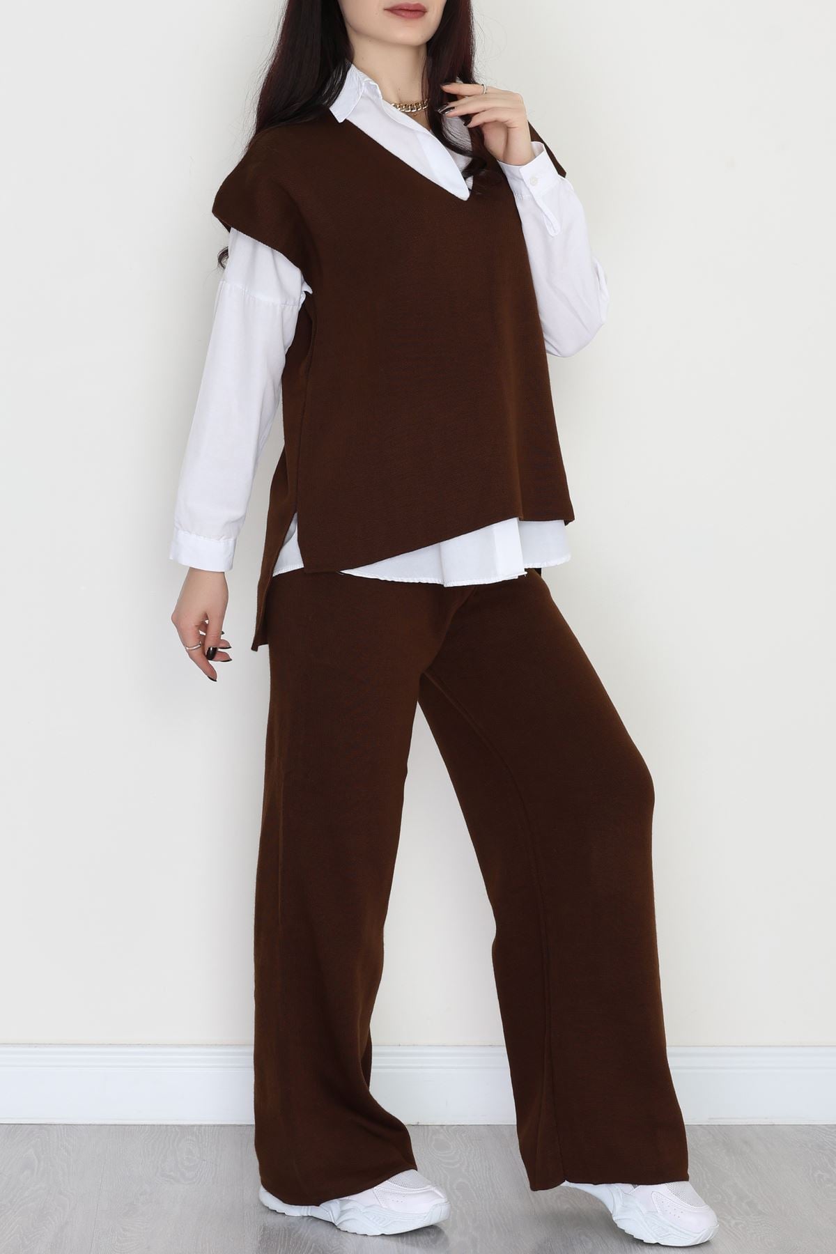 Baskılı Triko Takım Kahve - 7109.1247.