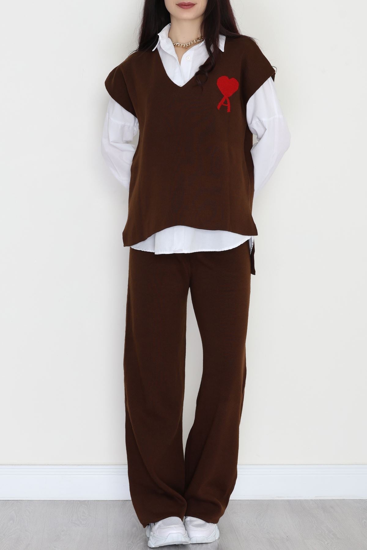 Baskılı Triko Takım Kahve - 7109.1247.