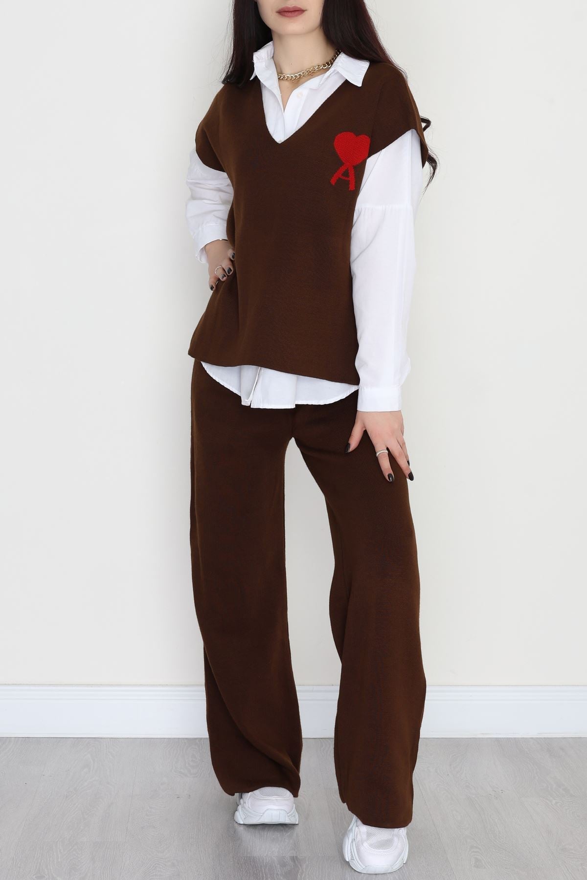 Baskılı Triko Takım Kahve - 7109.1247.