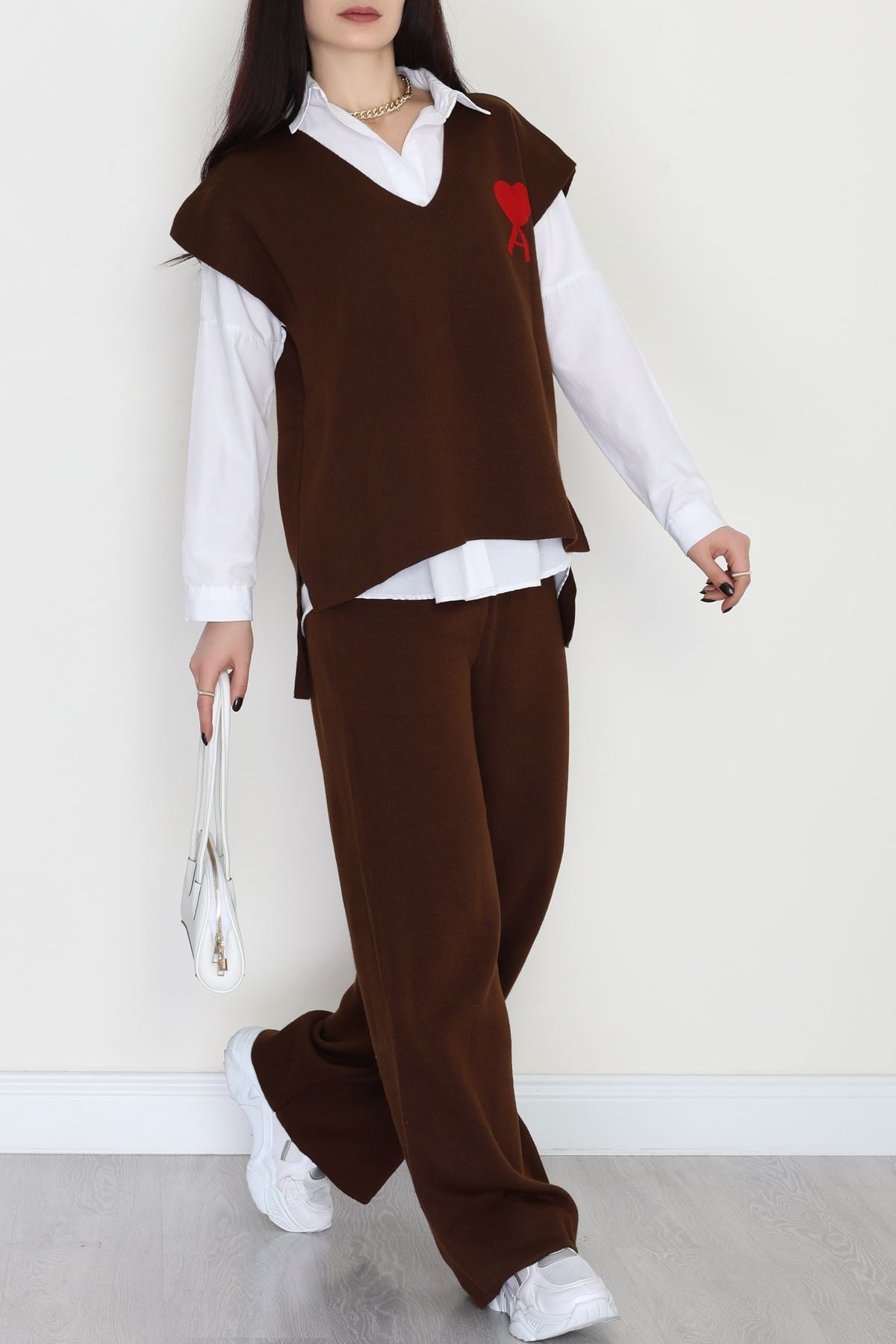 Baskılı Triko Takım Kahve - 7109.1247.