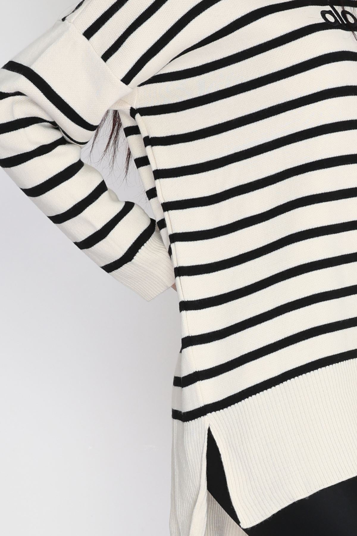 Çizgili Nakışlı Triko Tunik Bej - 4041.1247.