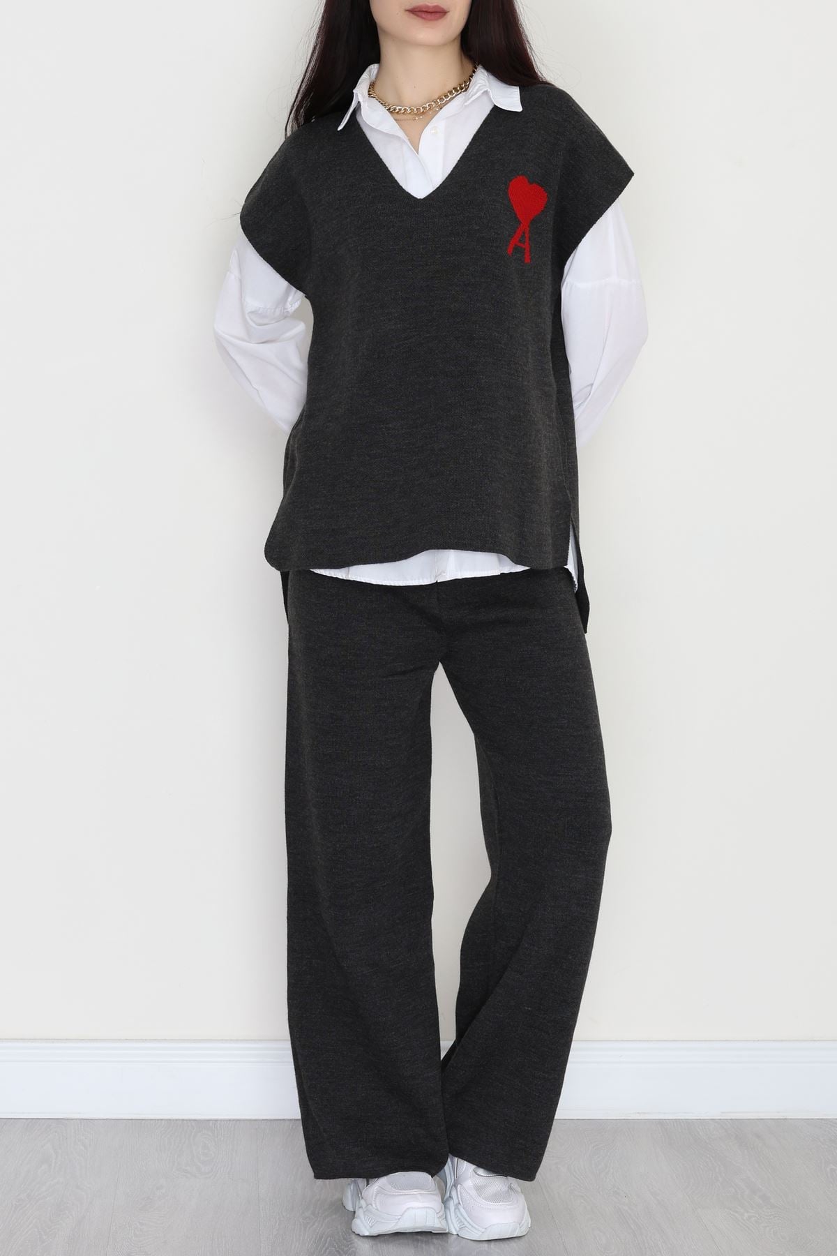 Baskılı Triko Takım Antrasit - 7109.1247.