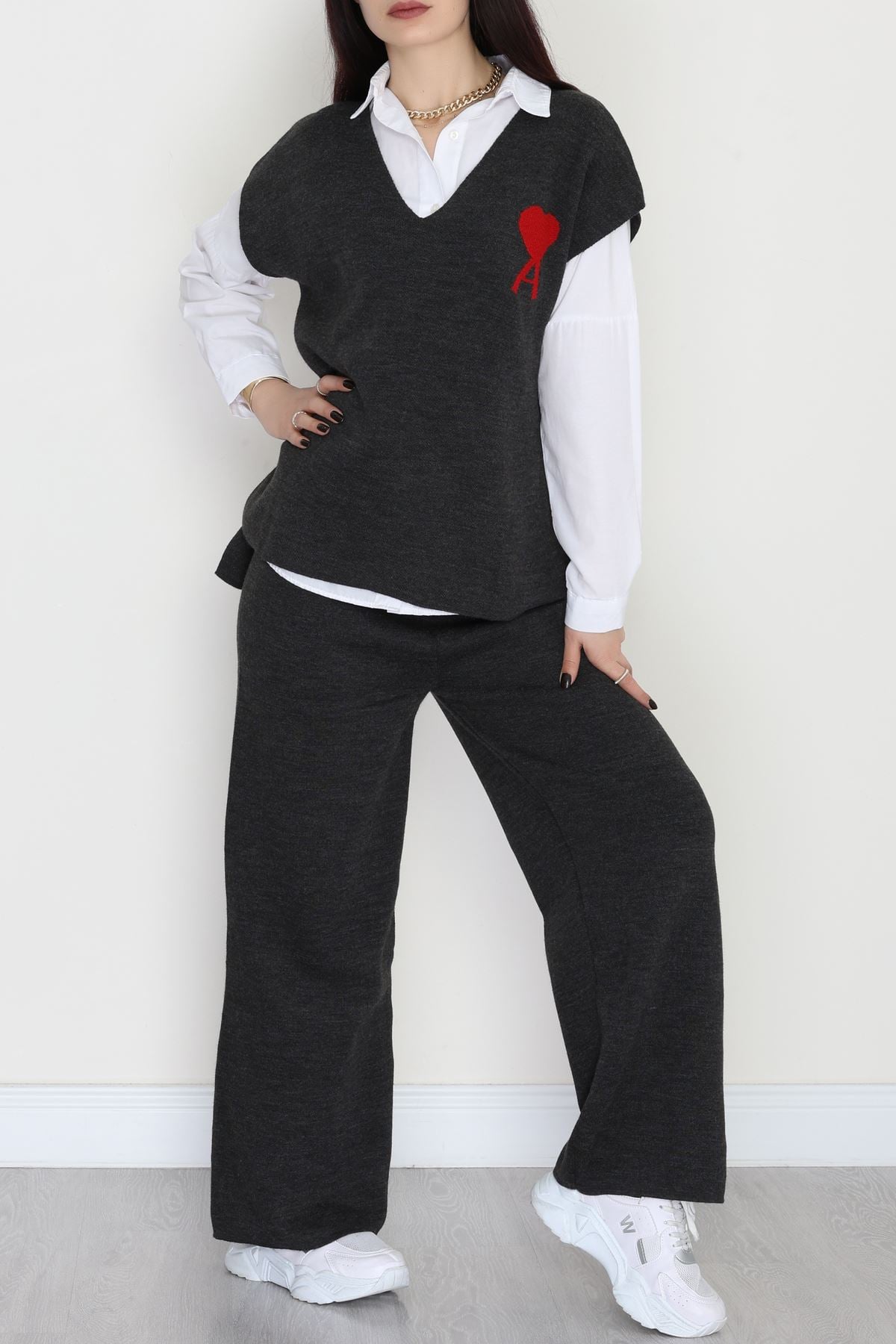 Baskılı Triko Takım Antrasit - 7109.1247.