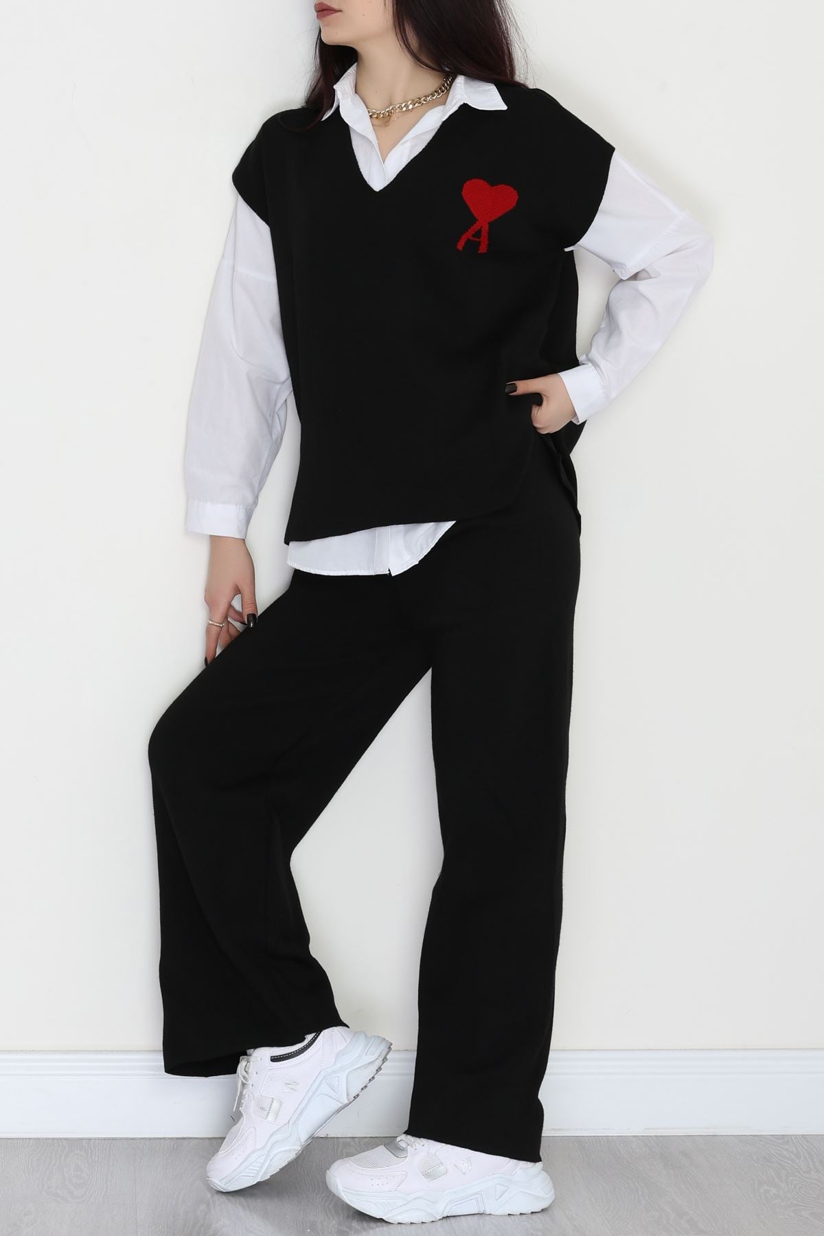 Baskılı Triko Takım Siyah - 7109.1247.