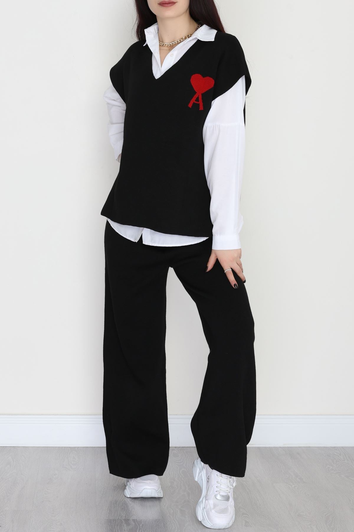 Baskılı Triko Takım Siyah - 7109.1247.