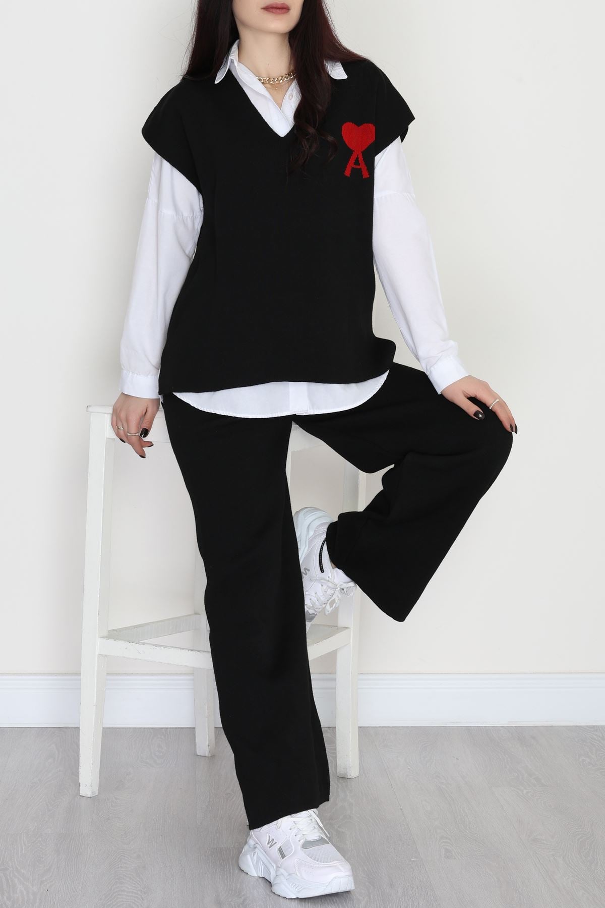 Baskılı Triko Takım Siyah - 7109.1247.