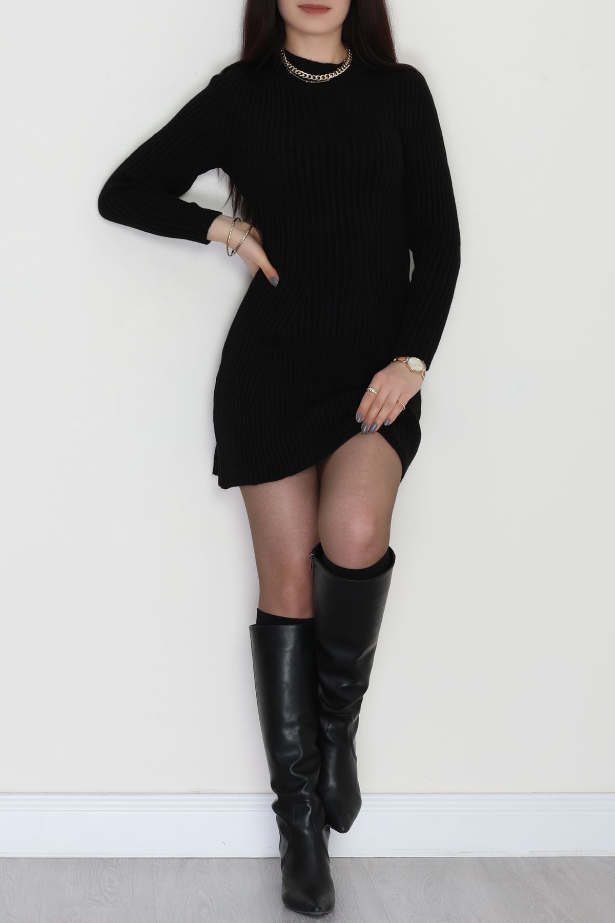 Triko Elbise Siyah - 1907.1247.