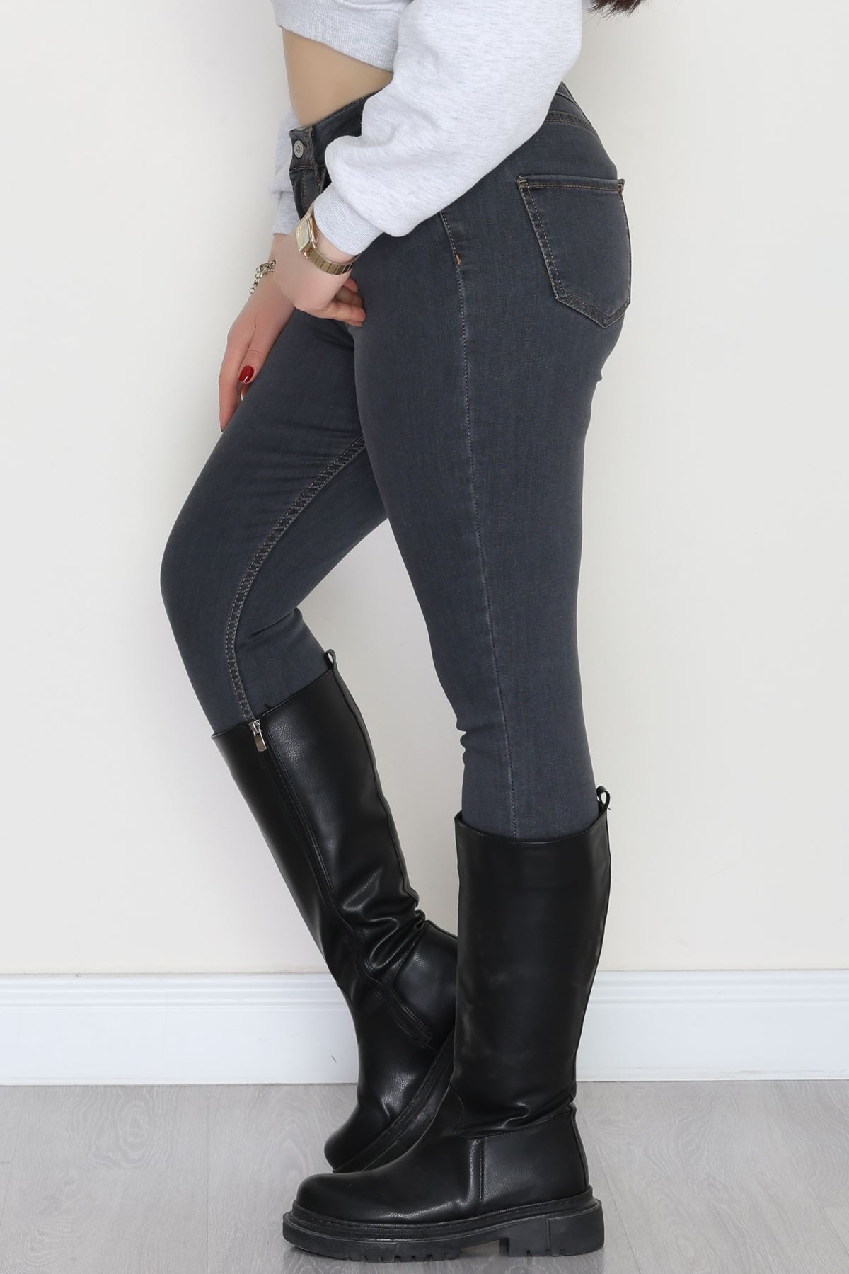 Büyük Beden Dar Paça Kot Pantolon Füme - 42684.1836.