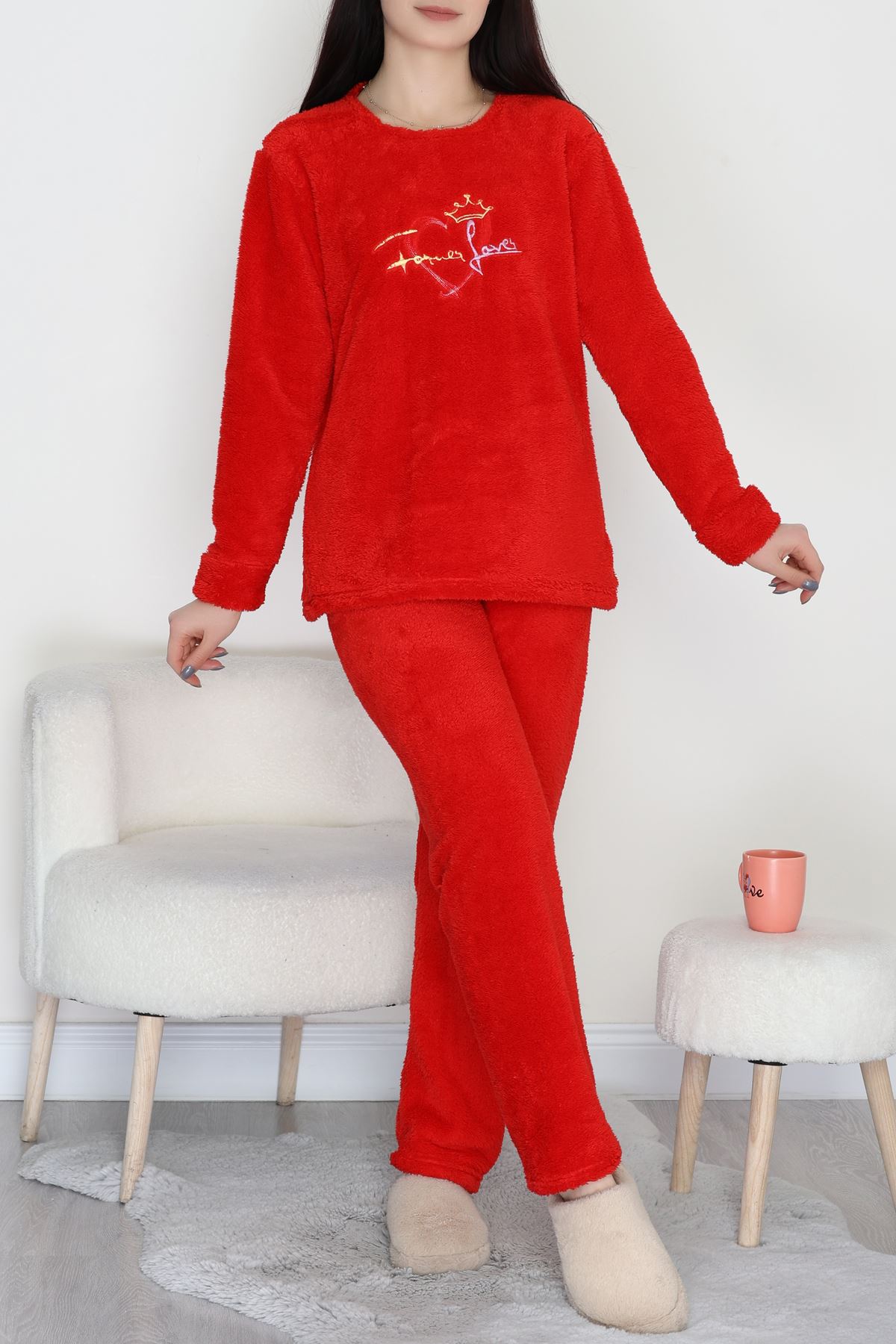 Peluş Pijama Takımı Kırmızı - 52105.1961.