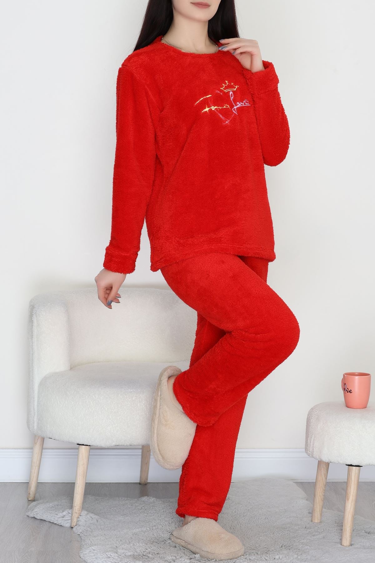 Peluş Pijama Takımı Kırmızı - 52105.1961.
