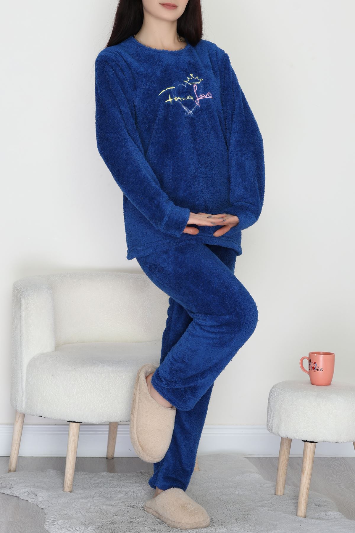 Peluş Pijama Takımı Mavi - 52105.1961.
