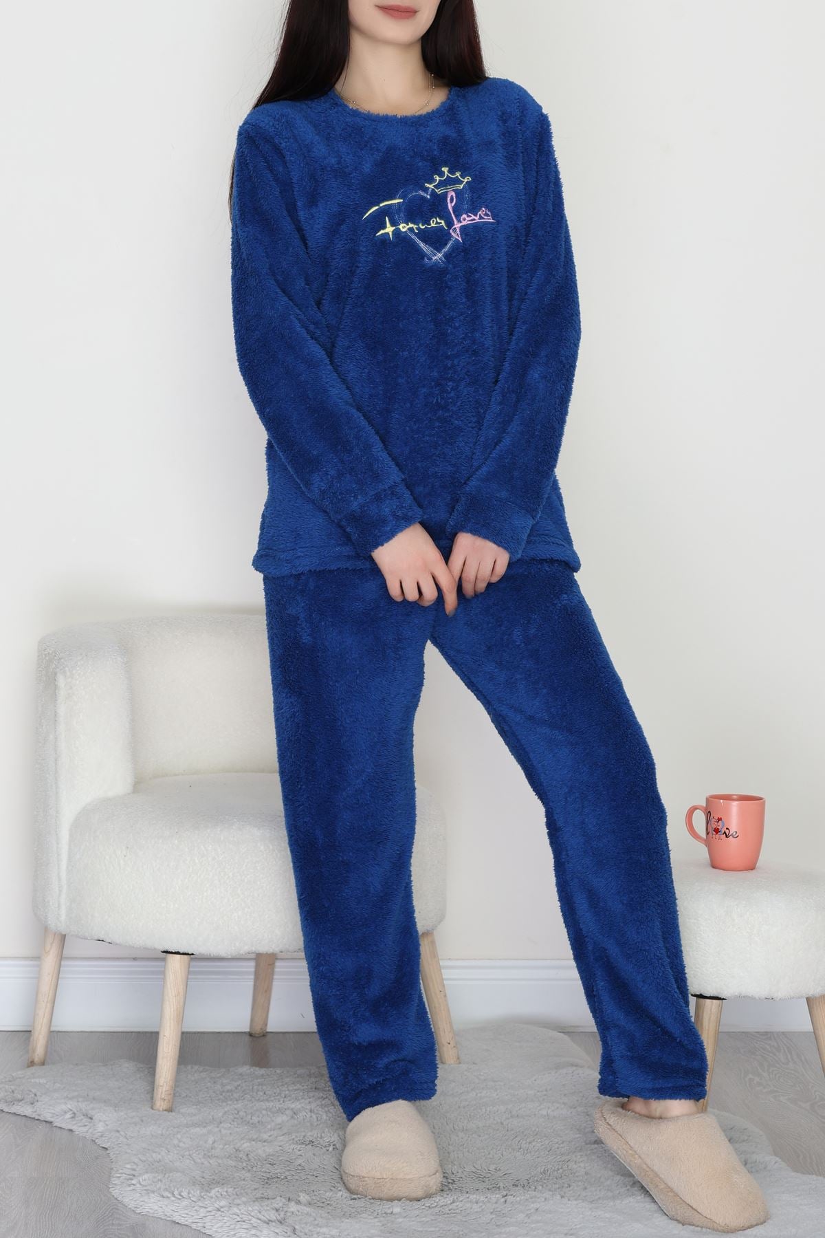 Peluş Pijama Takımı Mavi - 52105.1961.