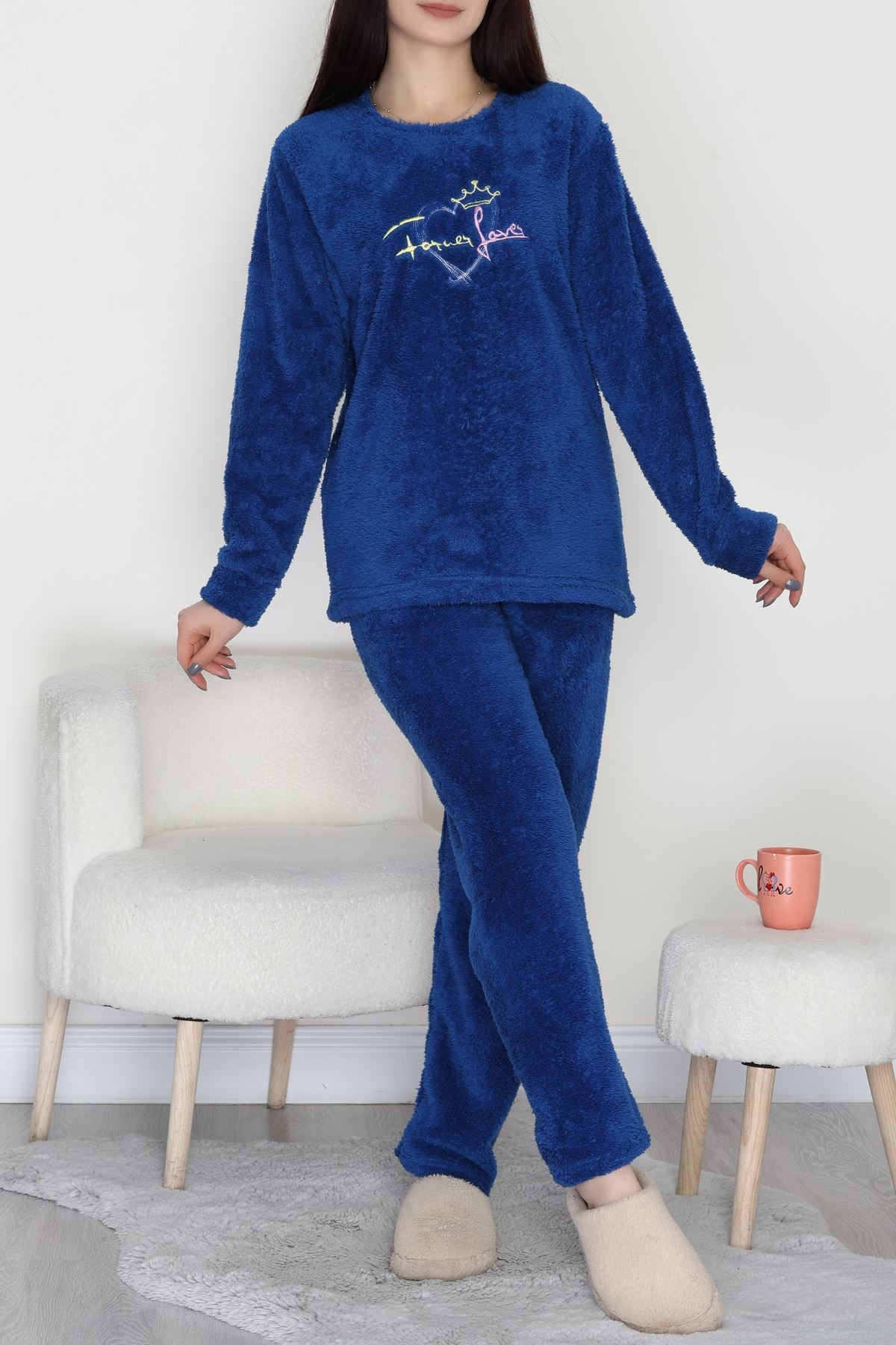 Peluş Pijama Takımı Mavi - 52105.1961.