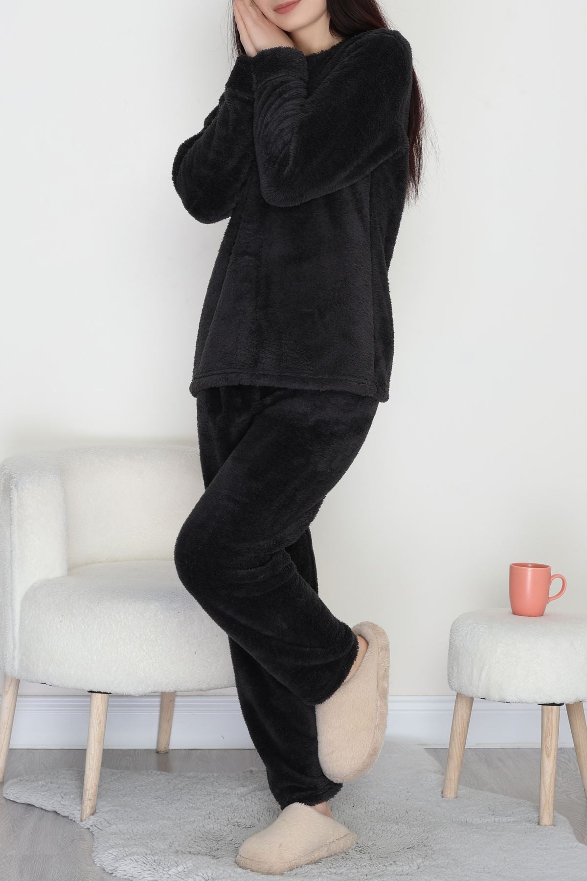 Peluş Pijama Takımı Antrasit - 52107.1961.