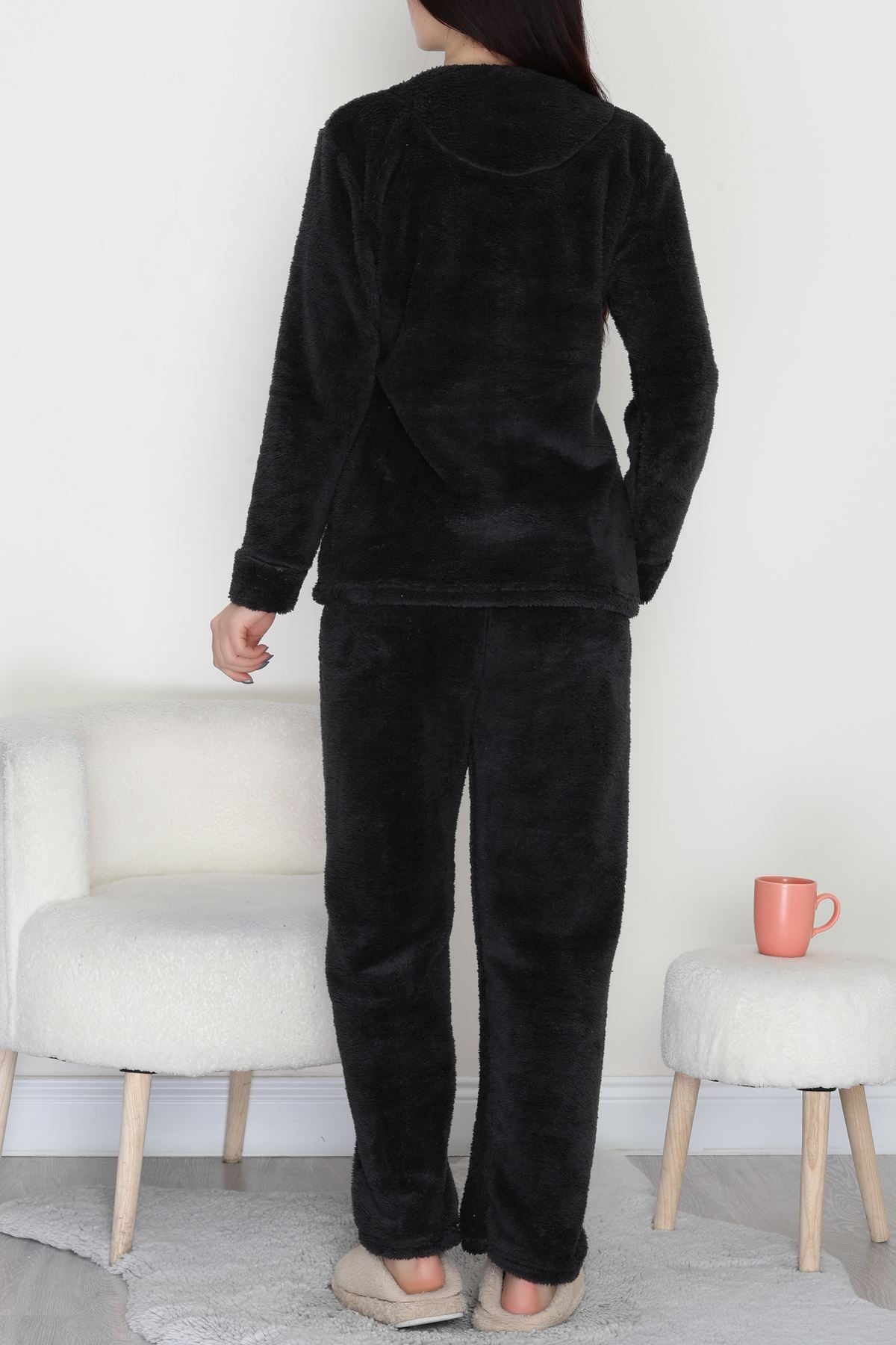 Peluş Pijama Takımı Antrasit - 52107.1961.