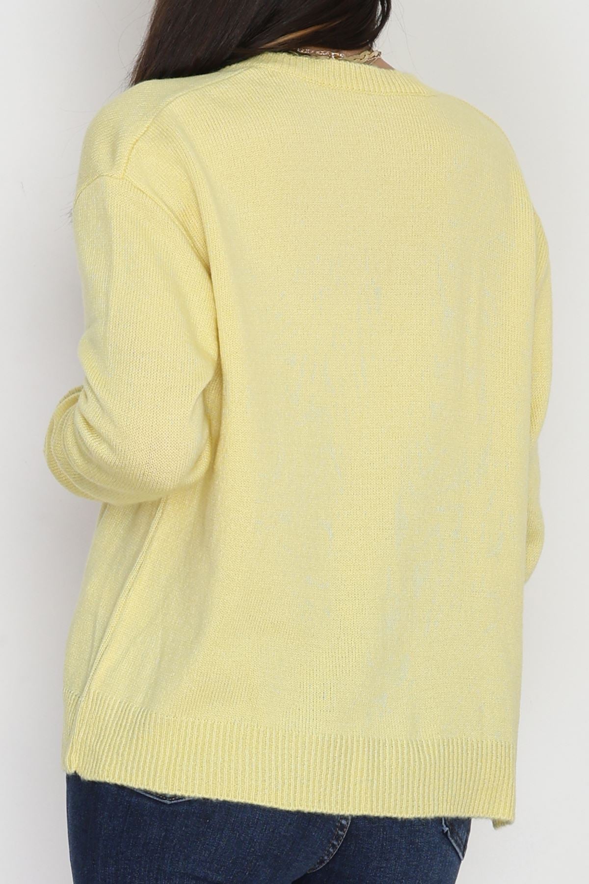 Fiyonk Detay Triko Hırka Sarı - 2396.1247.