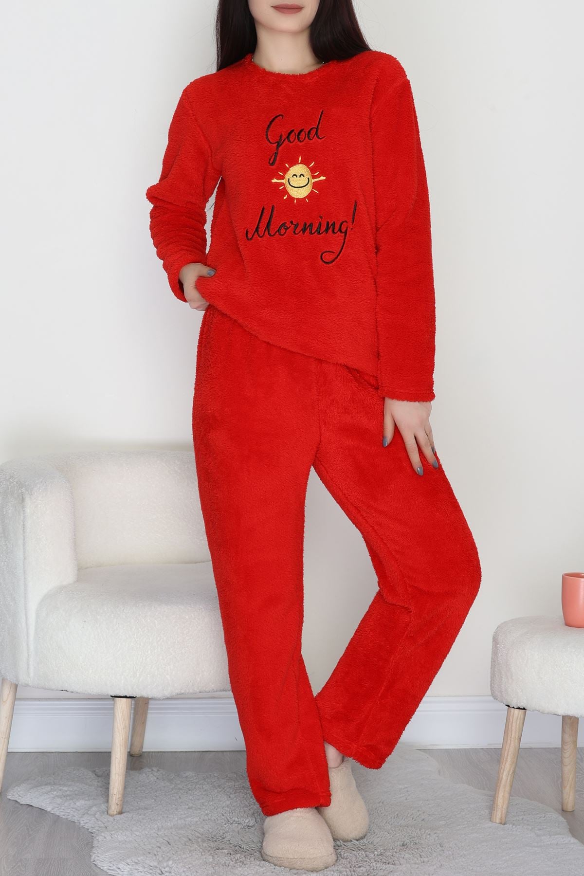 Peluş Pijama Takımı Kırmızı - 52112.1961.