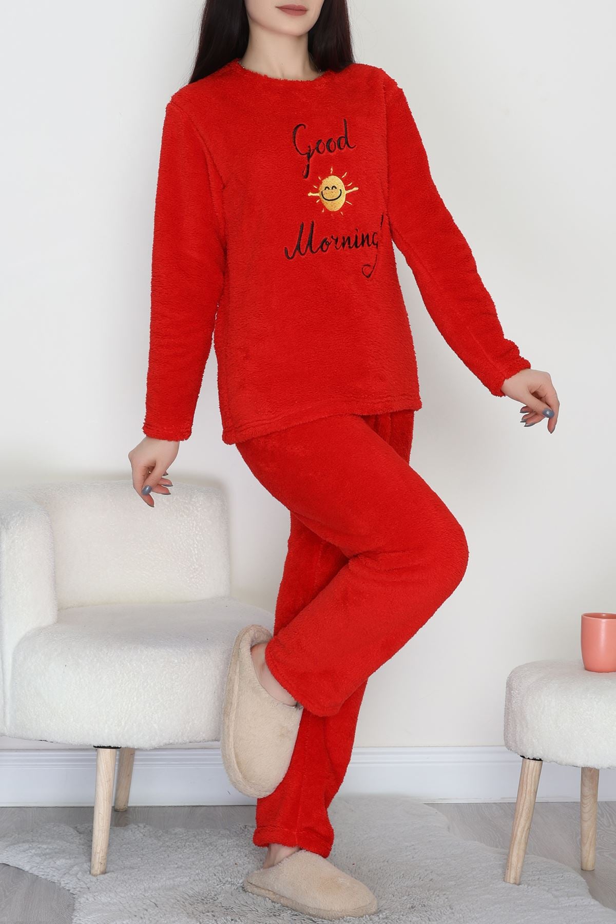 Peluş Pijama Takımı Kırmızı - 52112.1961.