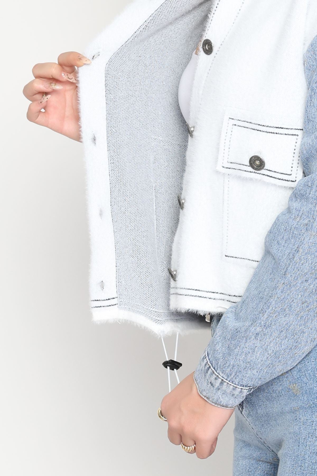 Kot Kollu Ceket Beyazmavi - 2225.1765.