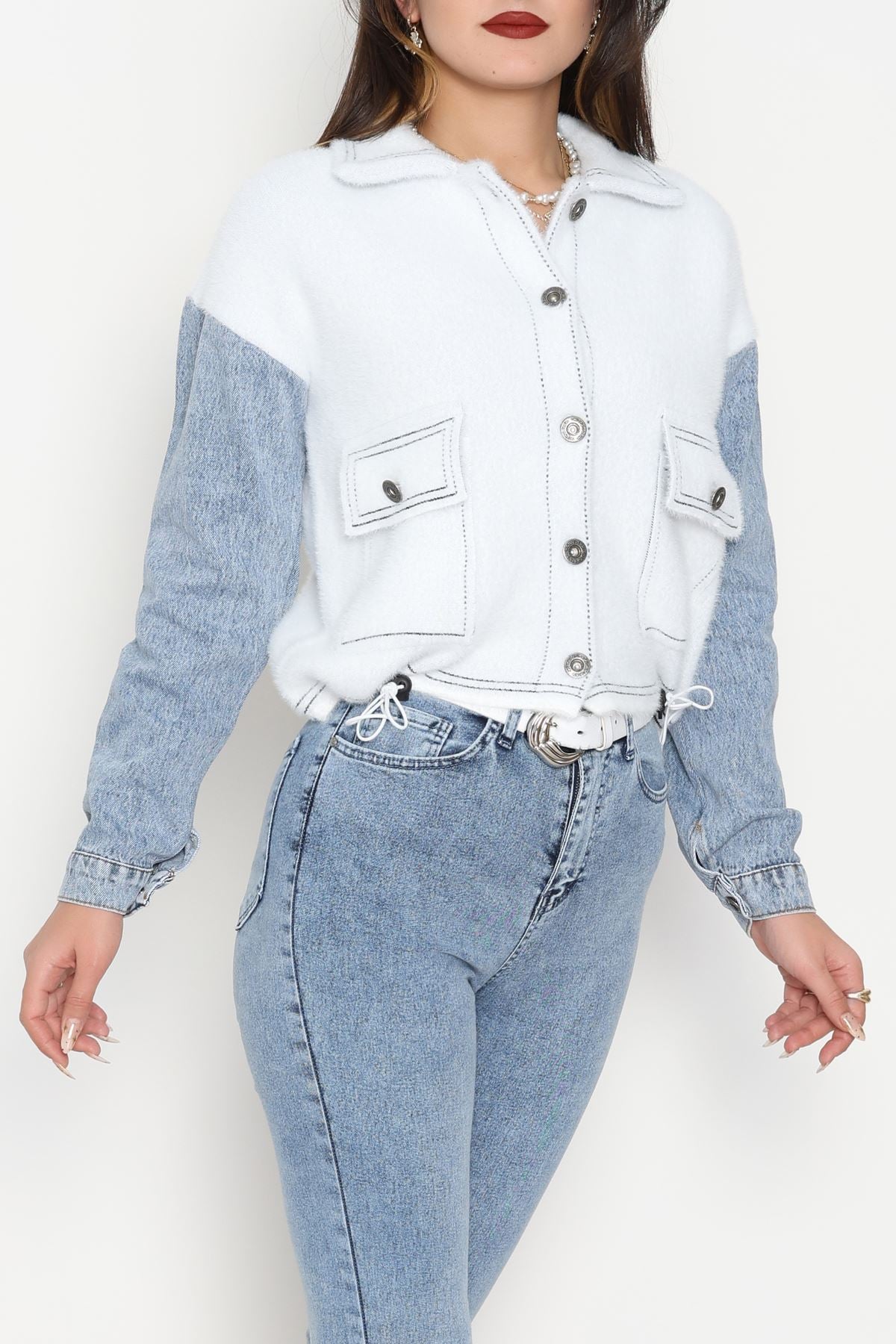 Kot Kollu Ceket Beyazmavi - 2225.1765.