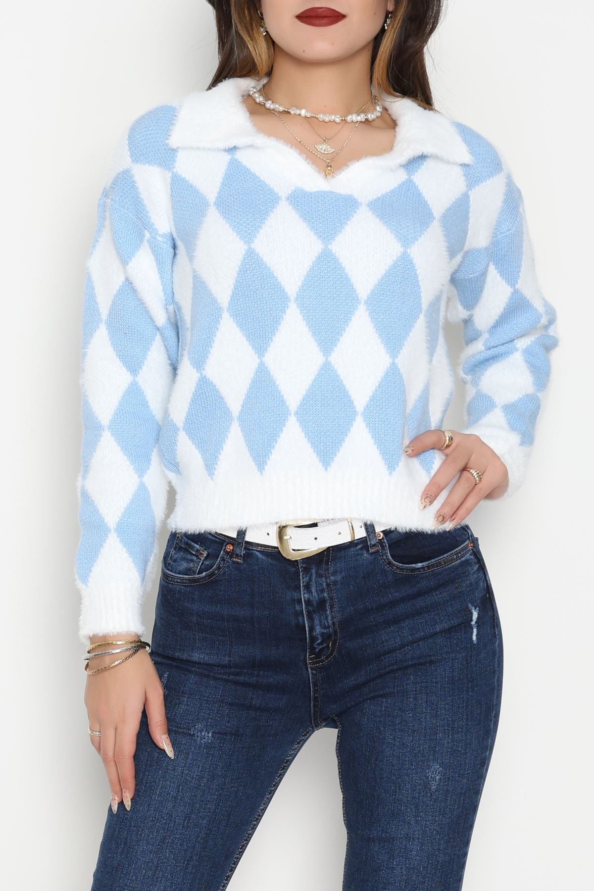 Baklava Desenli Triko Bebemavibeyaz - 51106.1765.