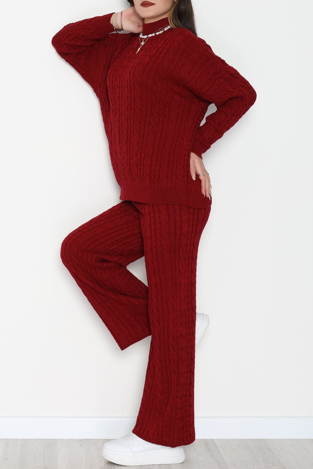 Atkılı 3'Lü Triko Takım Bordo - 2288.1247.