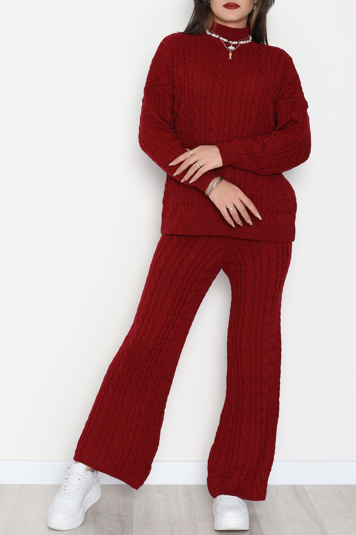 Atkılı 3'Lü Triko Takım Bordo - 2288.1247.