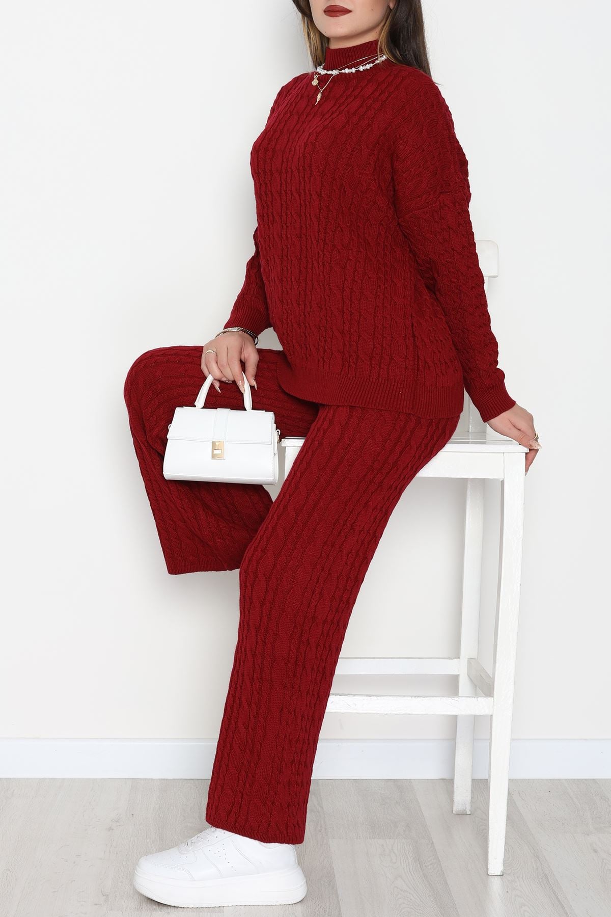 Atkılı 3'Lü Triko Takım Bordo - 2288.1247.