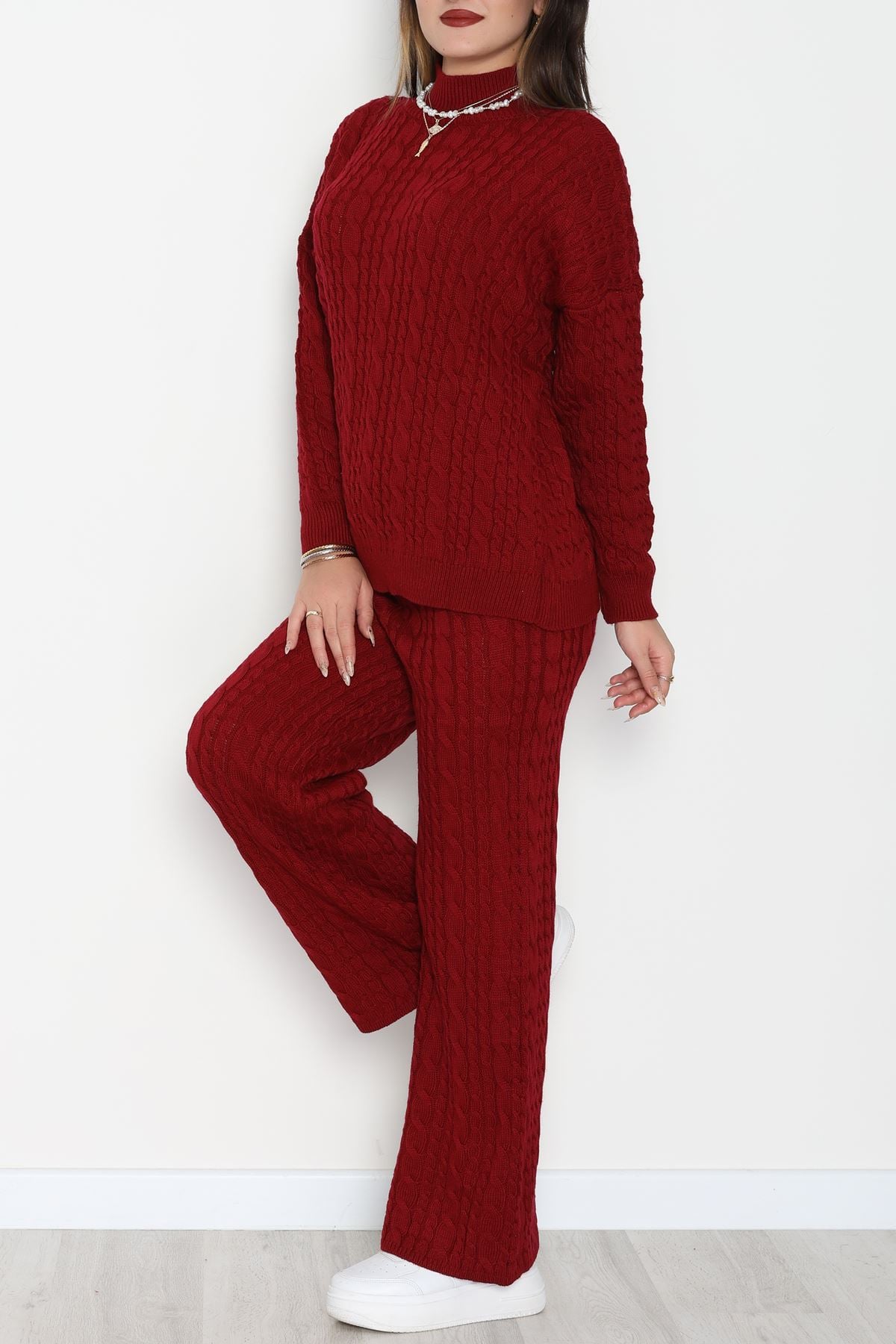 Atkılı 3'Lü Triko Takım Bordo - 2288.1247.