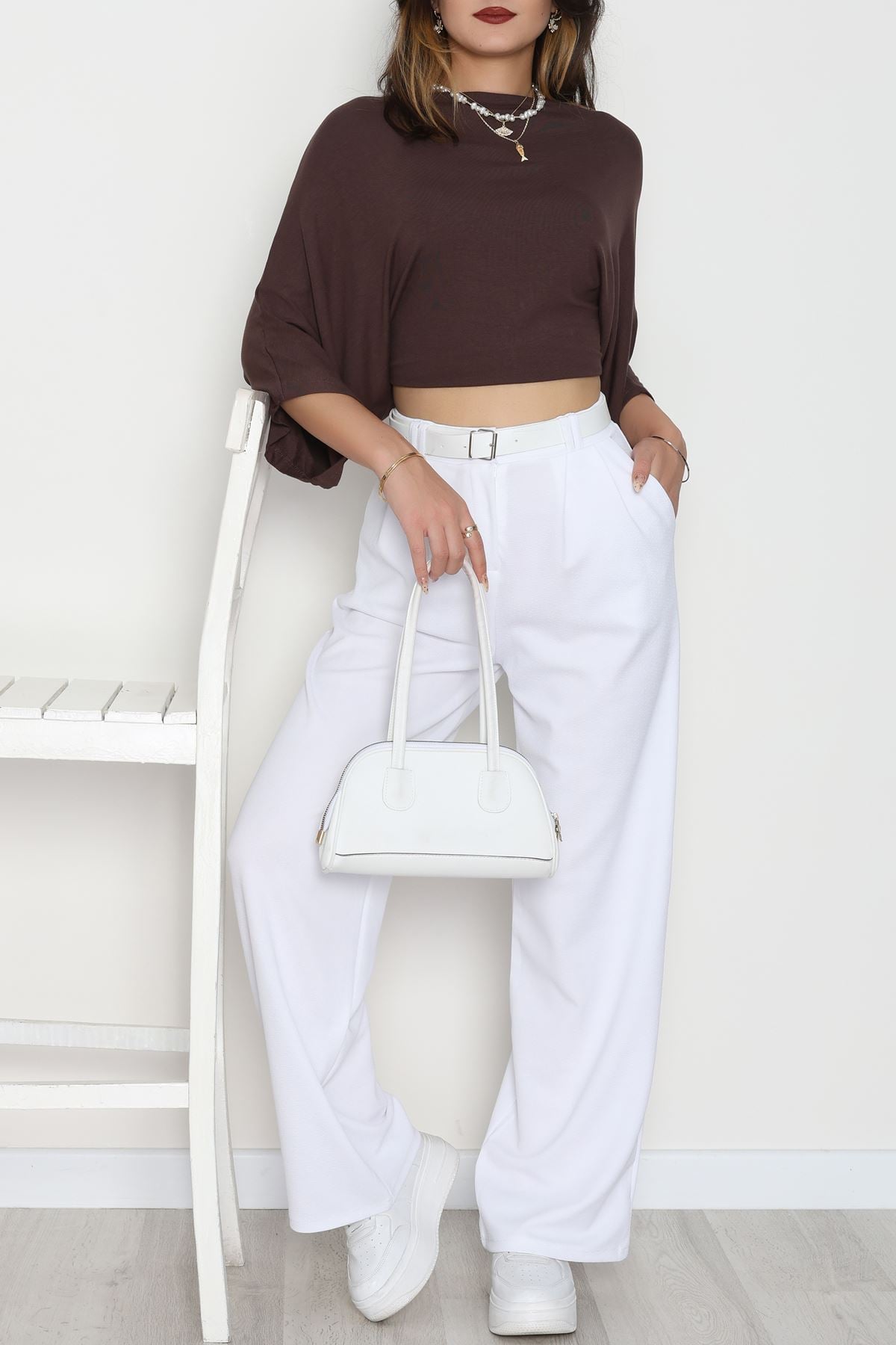 Zra Krep Palazzo Pantolon Beyaz - 30777.1865.