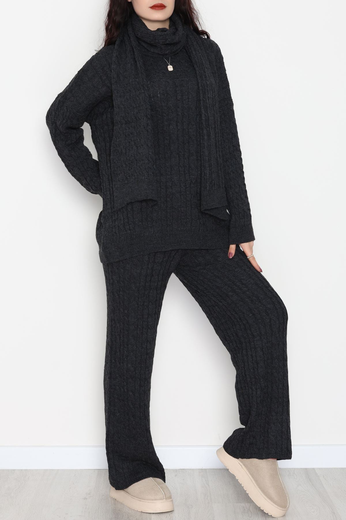 Atkılı 3'Lü Triko Takım Antrasit - 2288.1247.