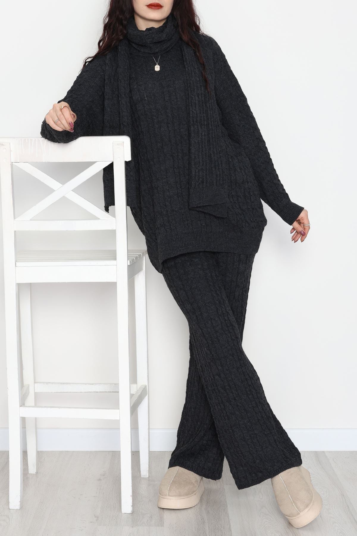 Atkılı 3'Lü Triko Takım Antrasit - 2288.1247.