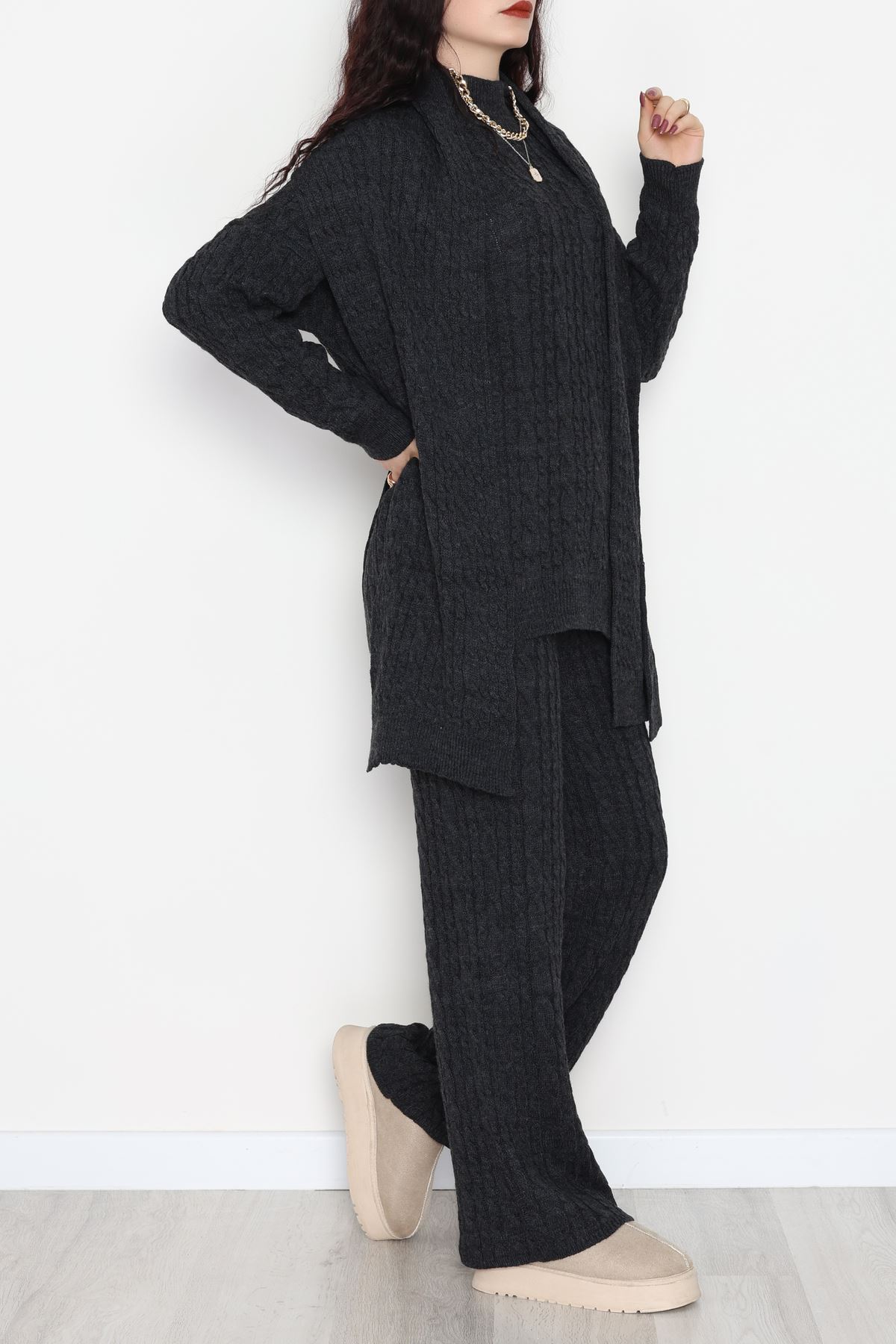 Atkılı 3'Lü Triko Takım Antrasit - 2288.1247.