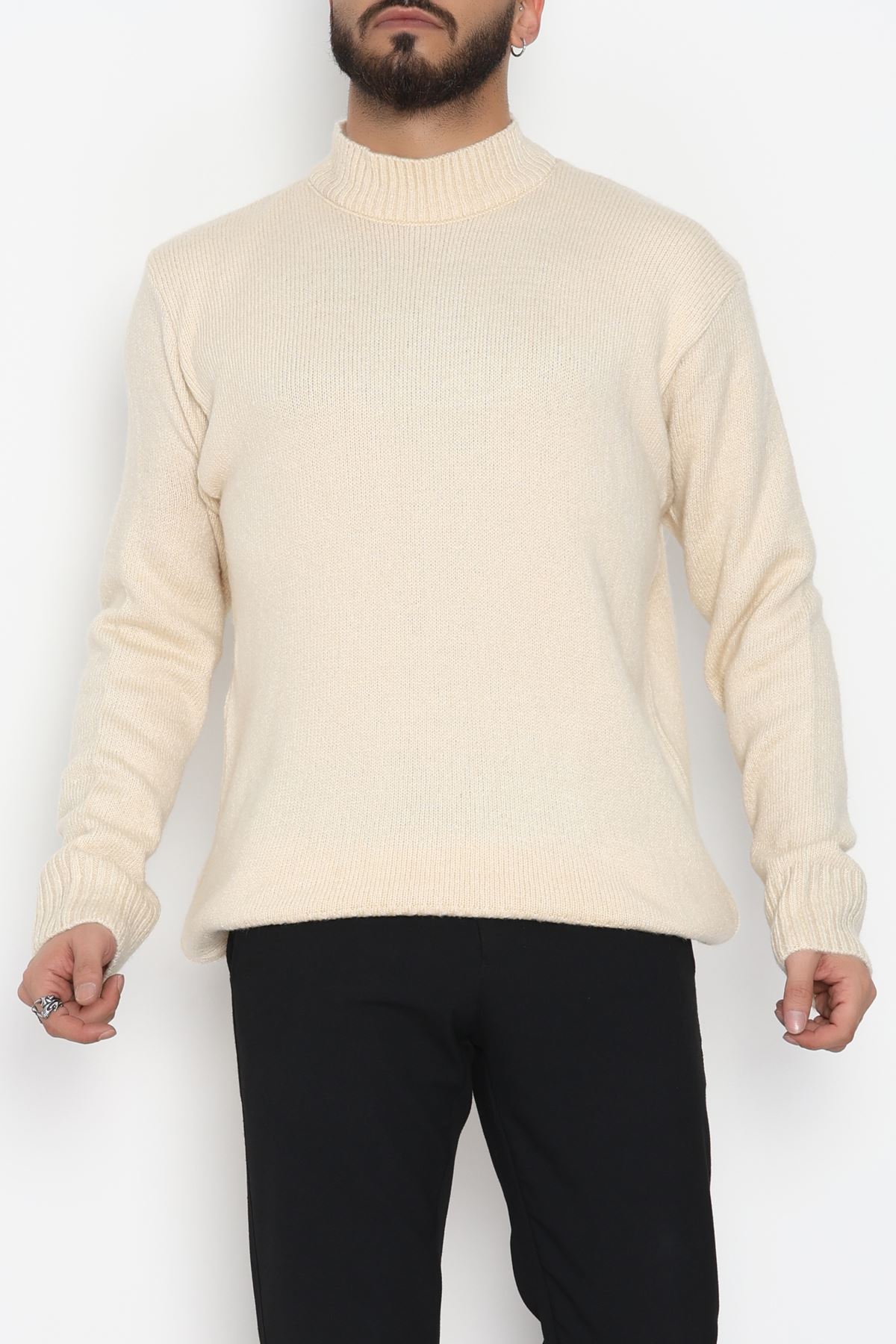 Bisiklet Yaka Şardon İplik Erkek Triko Taş - 42549.1766.