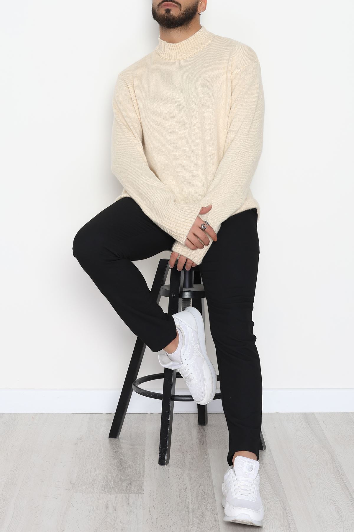 Bisiklet Yaka Şardon İplik Erkek Triko Taş - 42549.1766.