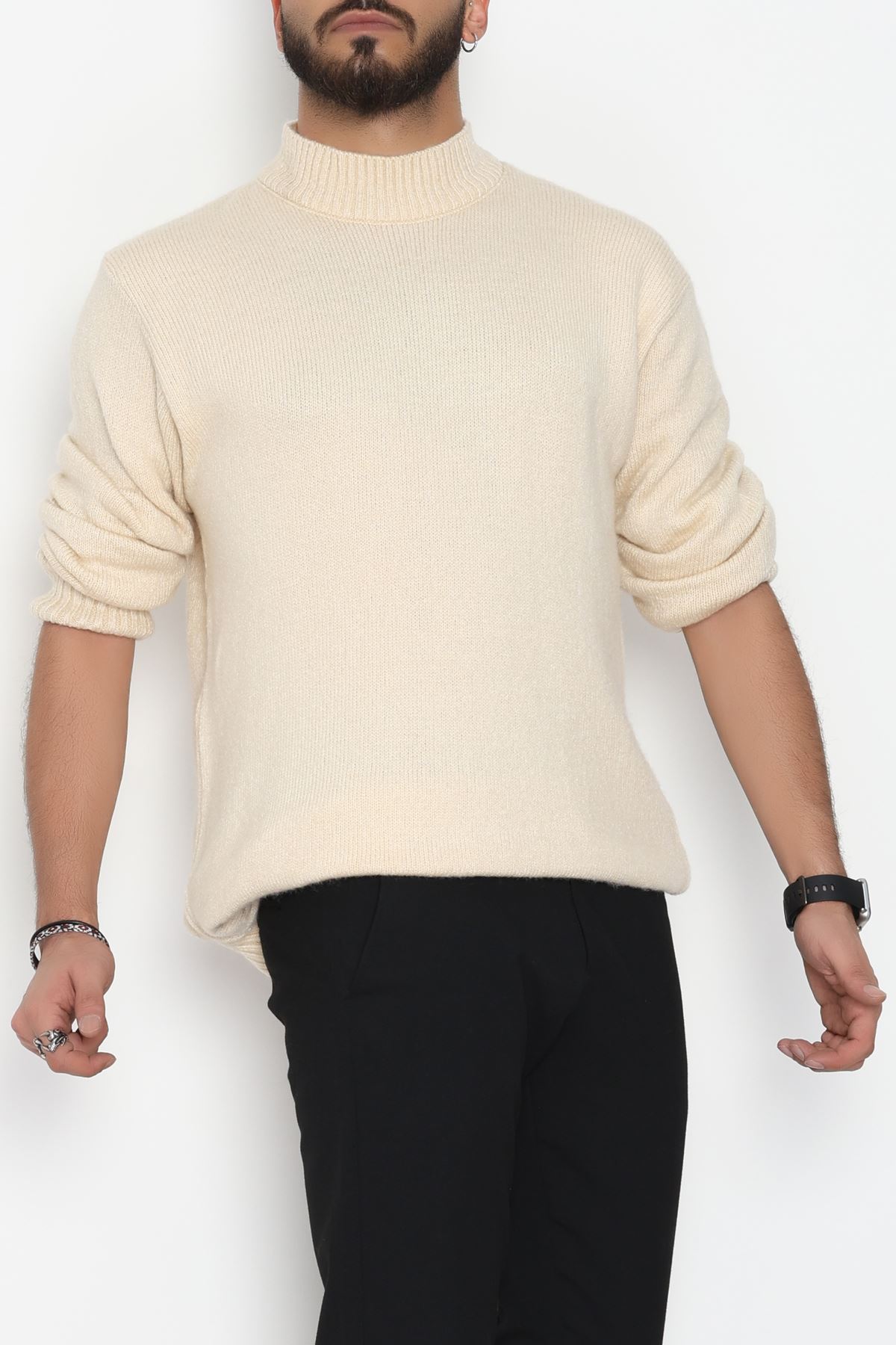 Bisiklet Yaka Şardon İplik Erkek Triko Taş - 42549.1766.