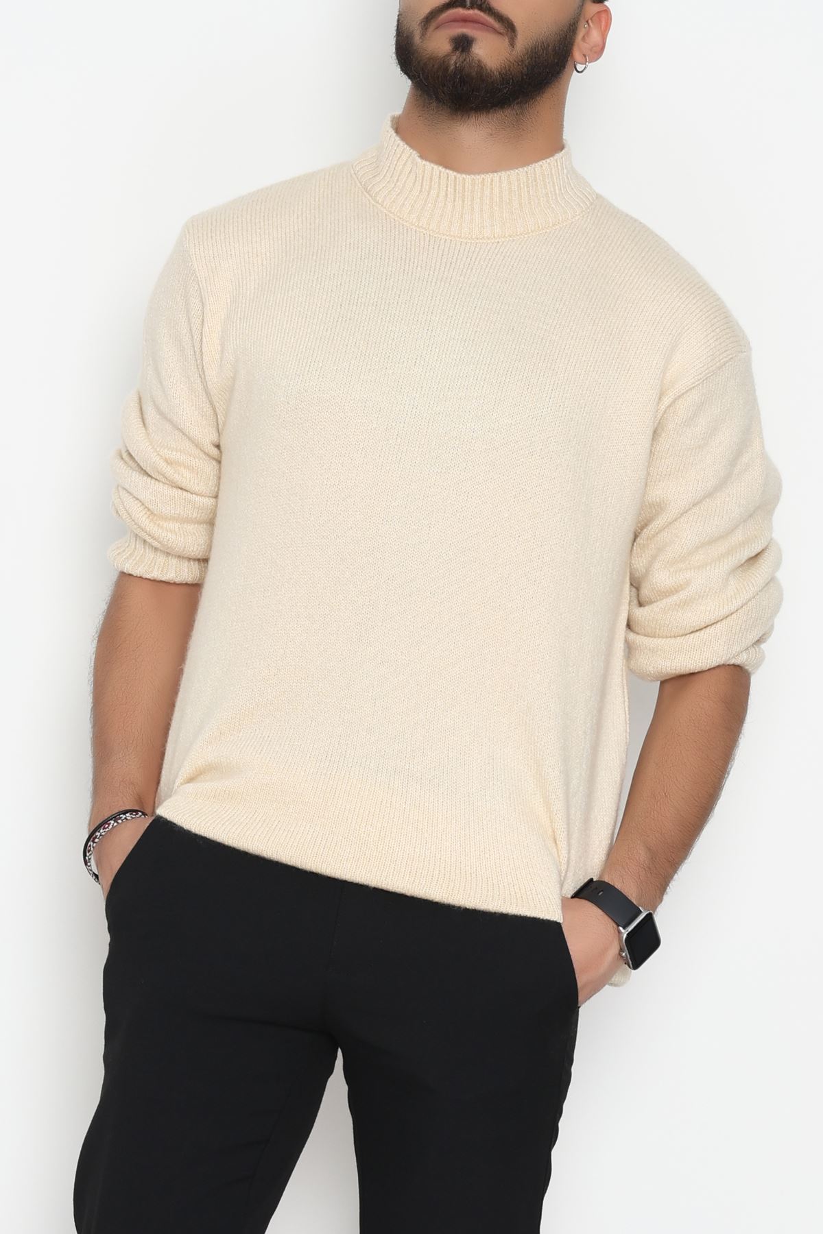 Bisiklet Yaka Şardon İplik Erkek Triko Taş - 42549.1766.