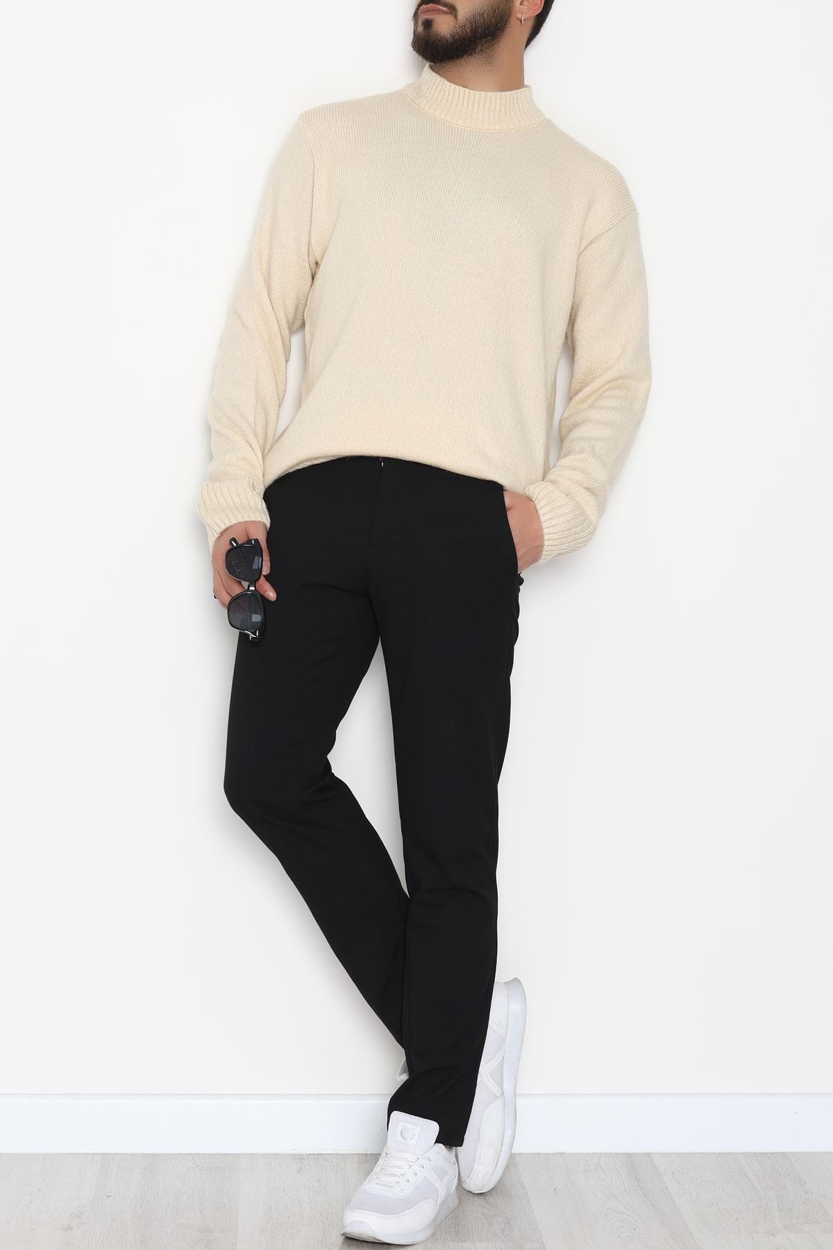 Bisiklet Yaka Şardon İplik Erkek Triko Taş - 42549.1766.