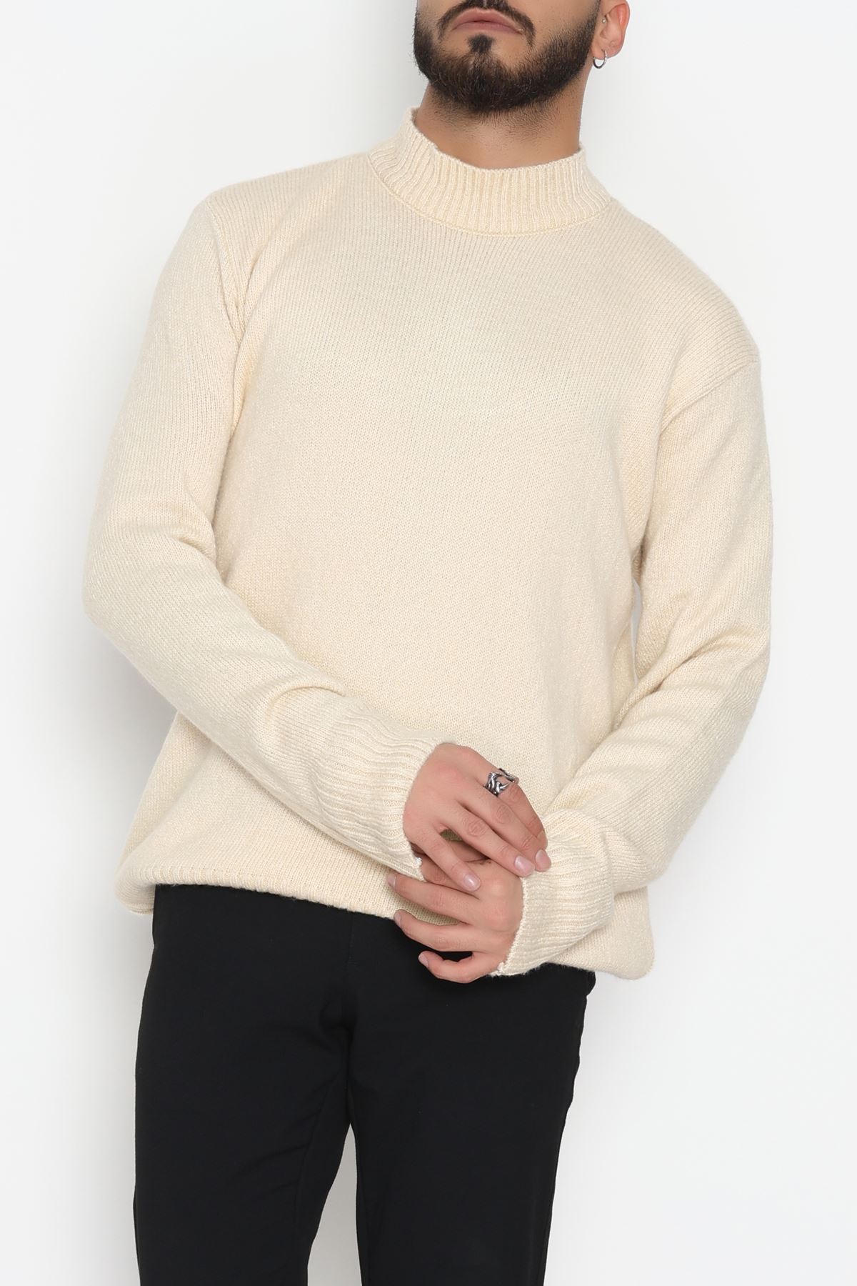 Bisiklet Yaka Şardon İplik Erkek Triko Taş - 42549.1766.