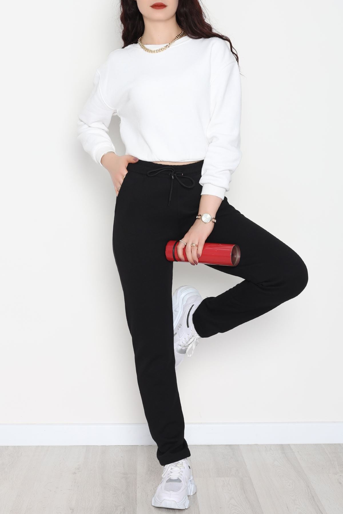 Double Face Kumaş Eşofman Altı Siyah - 40554.1431.