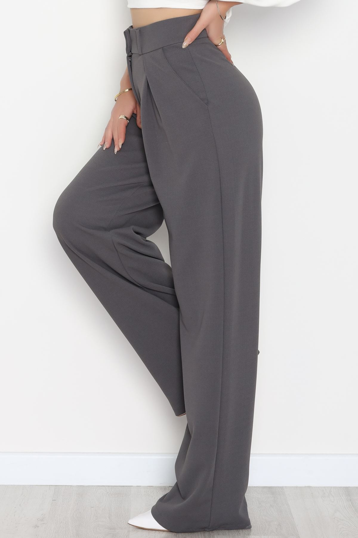 Pileli Palazzo Pantolon Füme - 51047.1999.