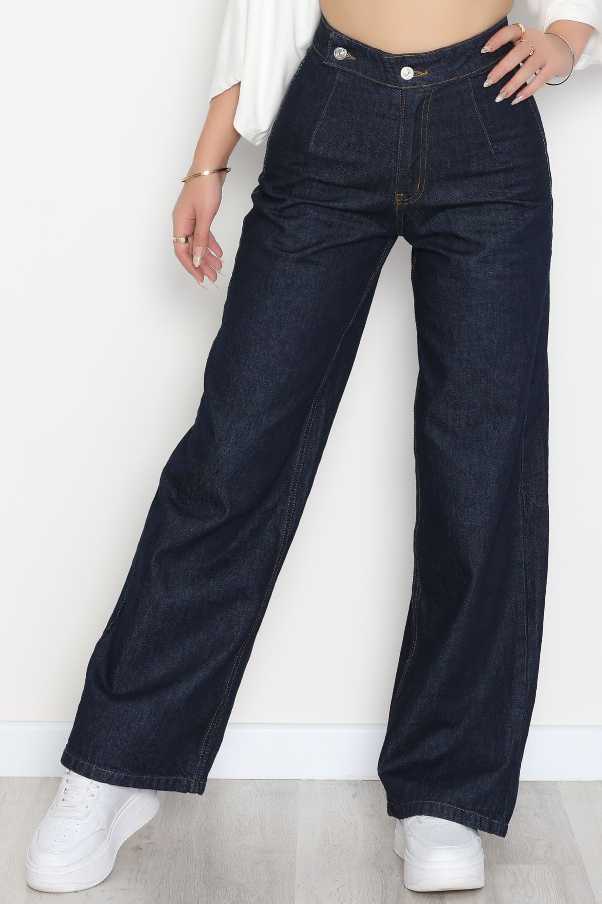 Lazer Kesim Palazzo Kot Pantolon Koyumavi - 42689.1836.