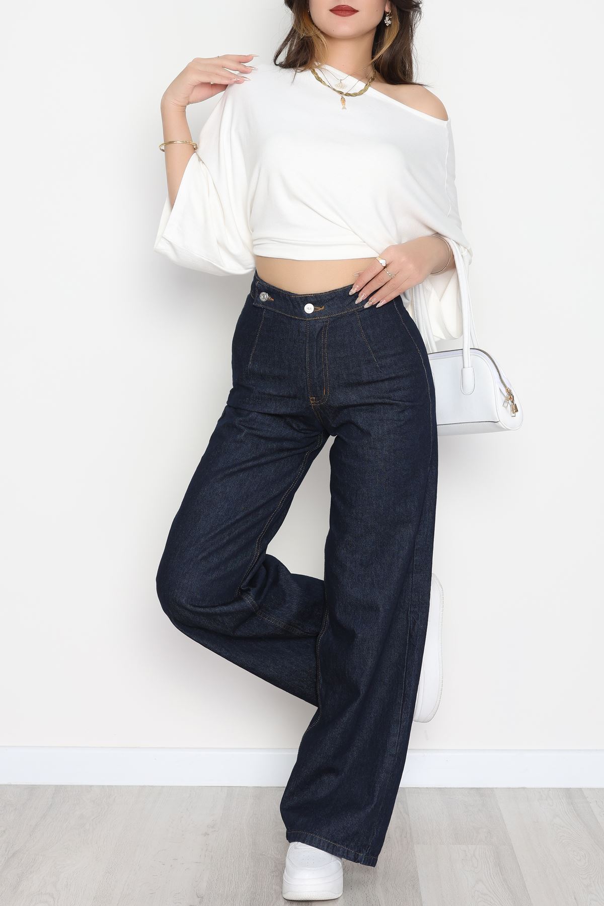 Lazer Kesim Palazzo Kot Pantolon Koyumavi - 42689.1836.