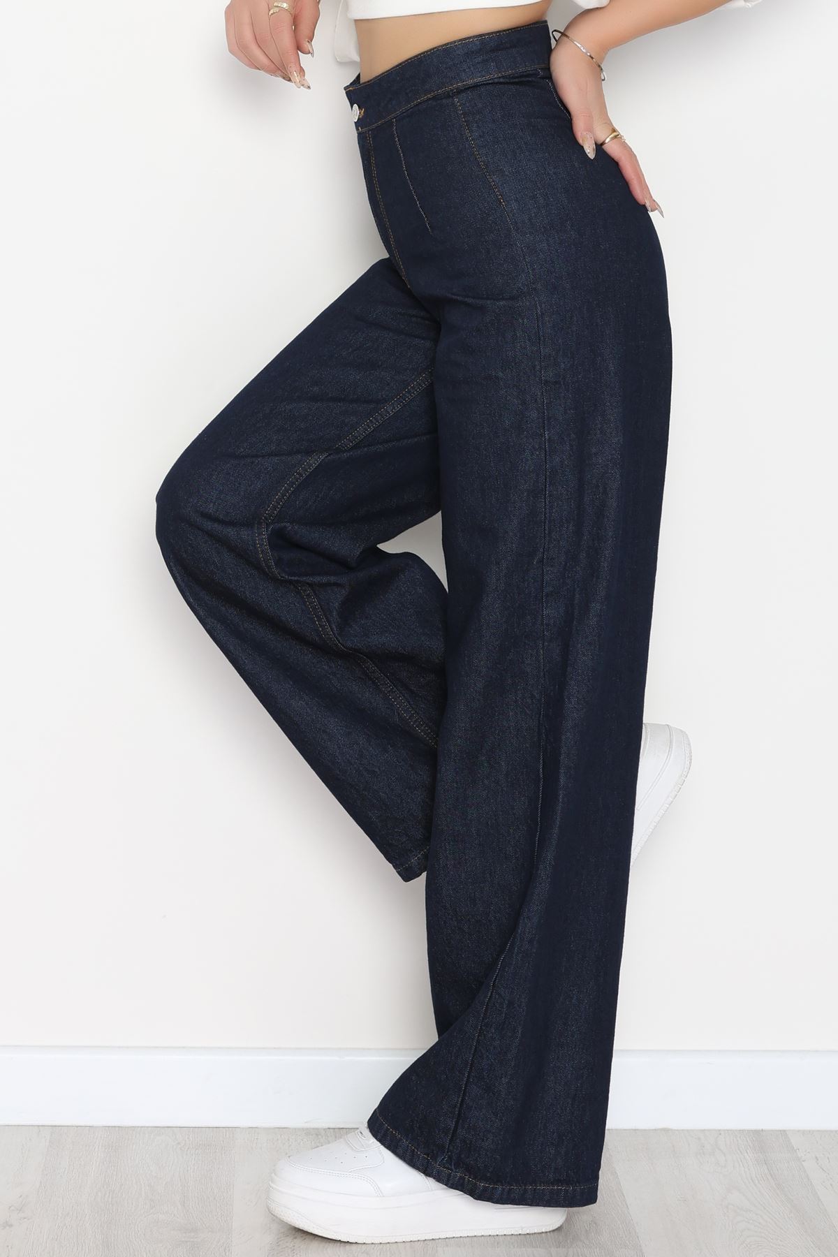 Lazer Kesim Palazzo Kot Pantolon Koyumavi - 42689.1836.